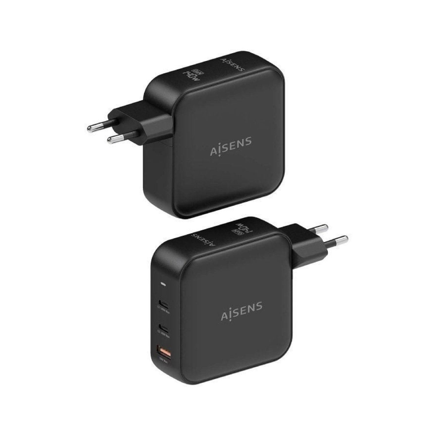 Aisens · Cargador GaN 140W · 2 USB-C + 1 USB · Carga Rápida Múltiple