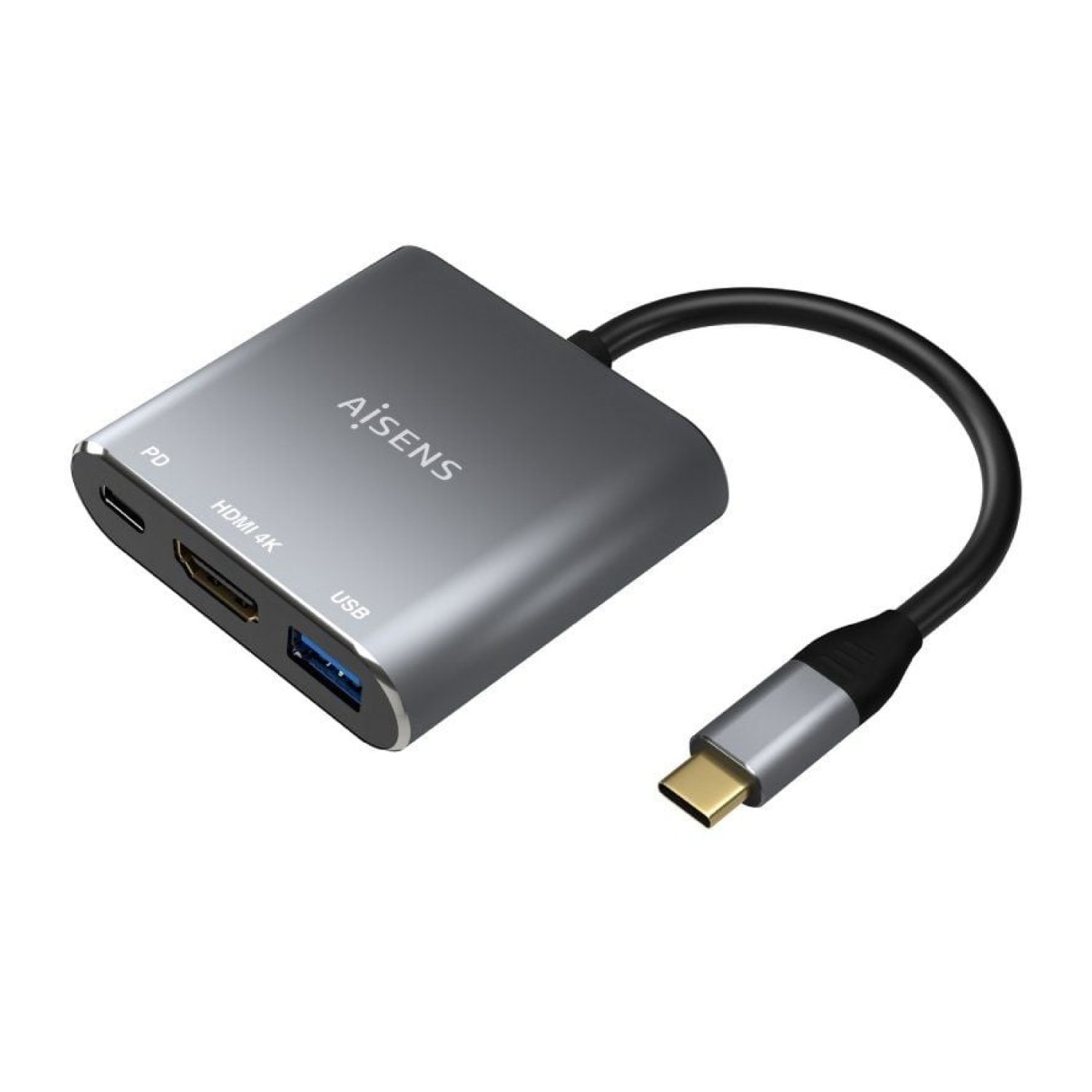 Aisens Conversor USB-C · HDMI + 2 USB · 15cm · Gris