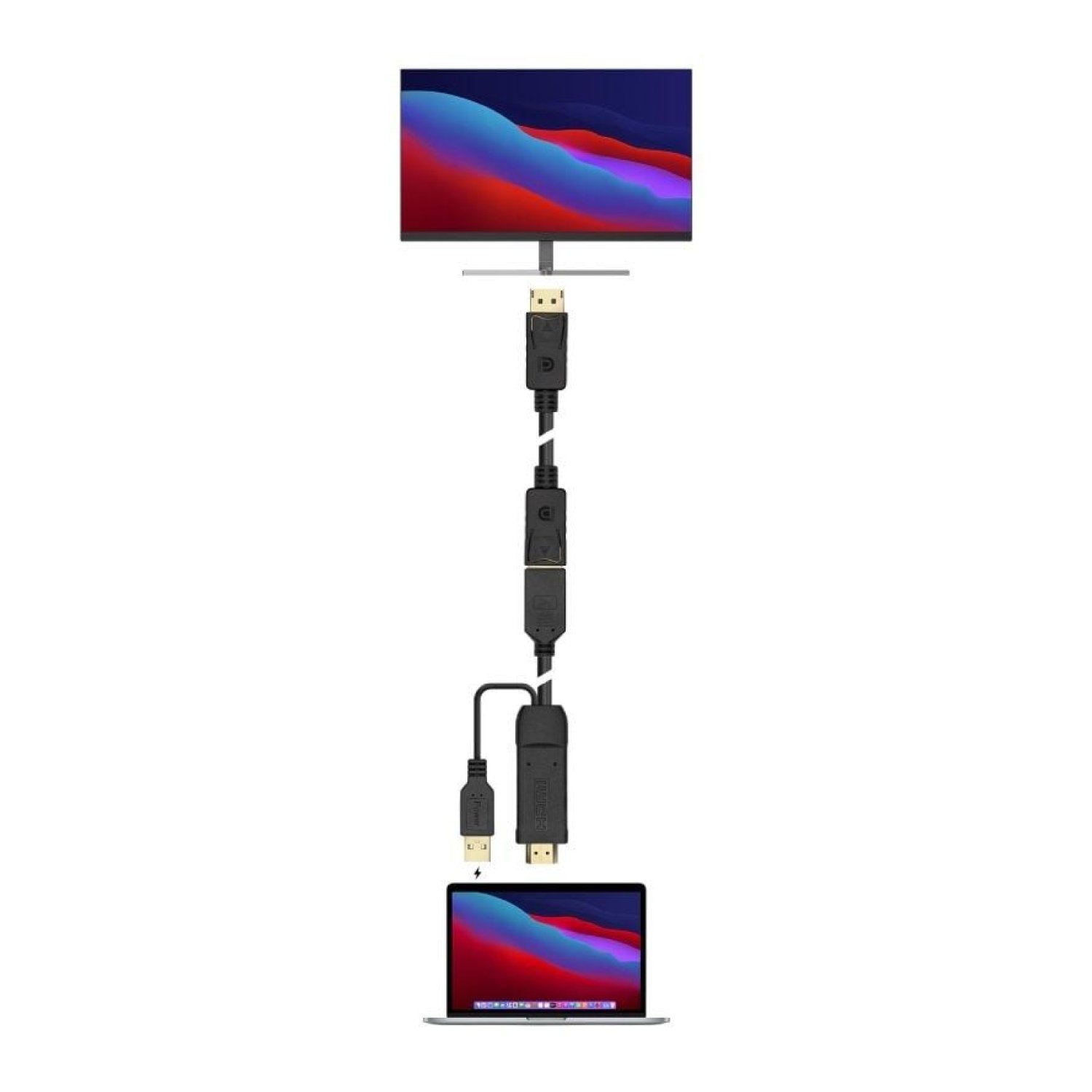 Aisens Cable Conversor HDMI a DisplayPort · USB · 4K · 2250Mbps · 10cm · Negro