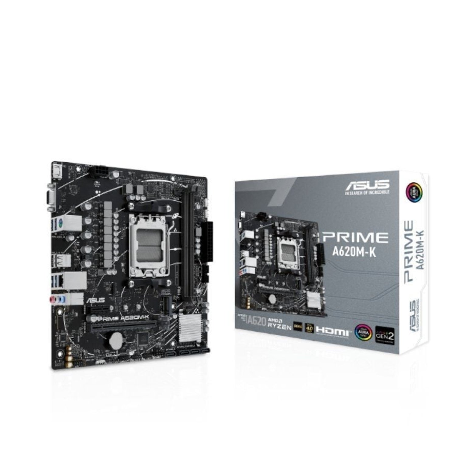 Asus Prime A620M-K · Socket AM5 · Micro ATX · DDR5 · PCIe 4.0