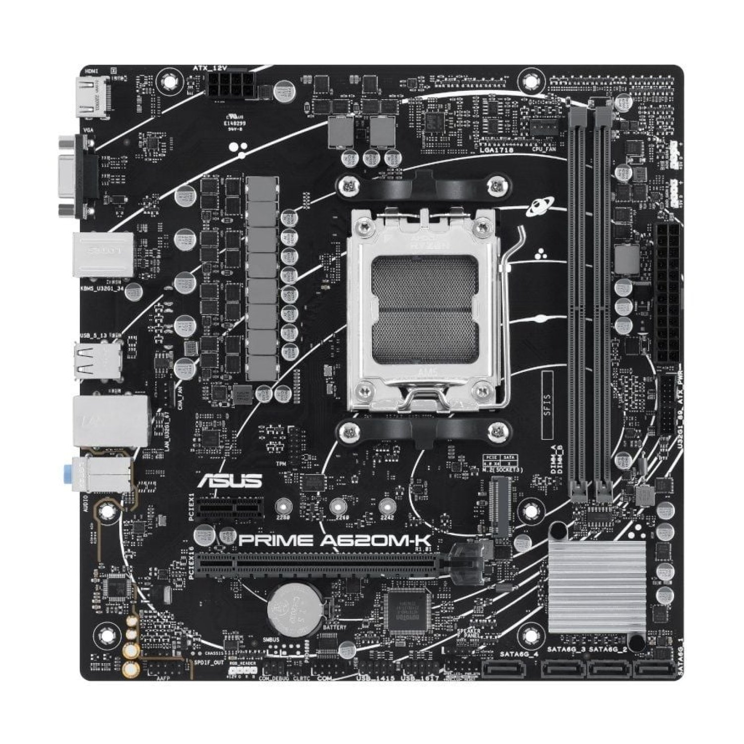Asus Prime A620M-K · Socket AM5 · Micro ATX · DDR5 · PCIe 4.0