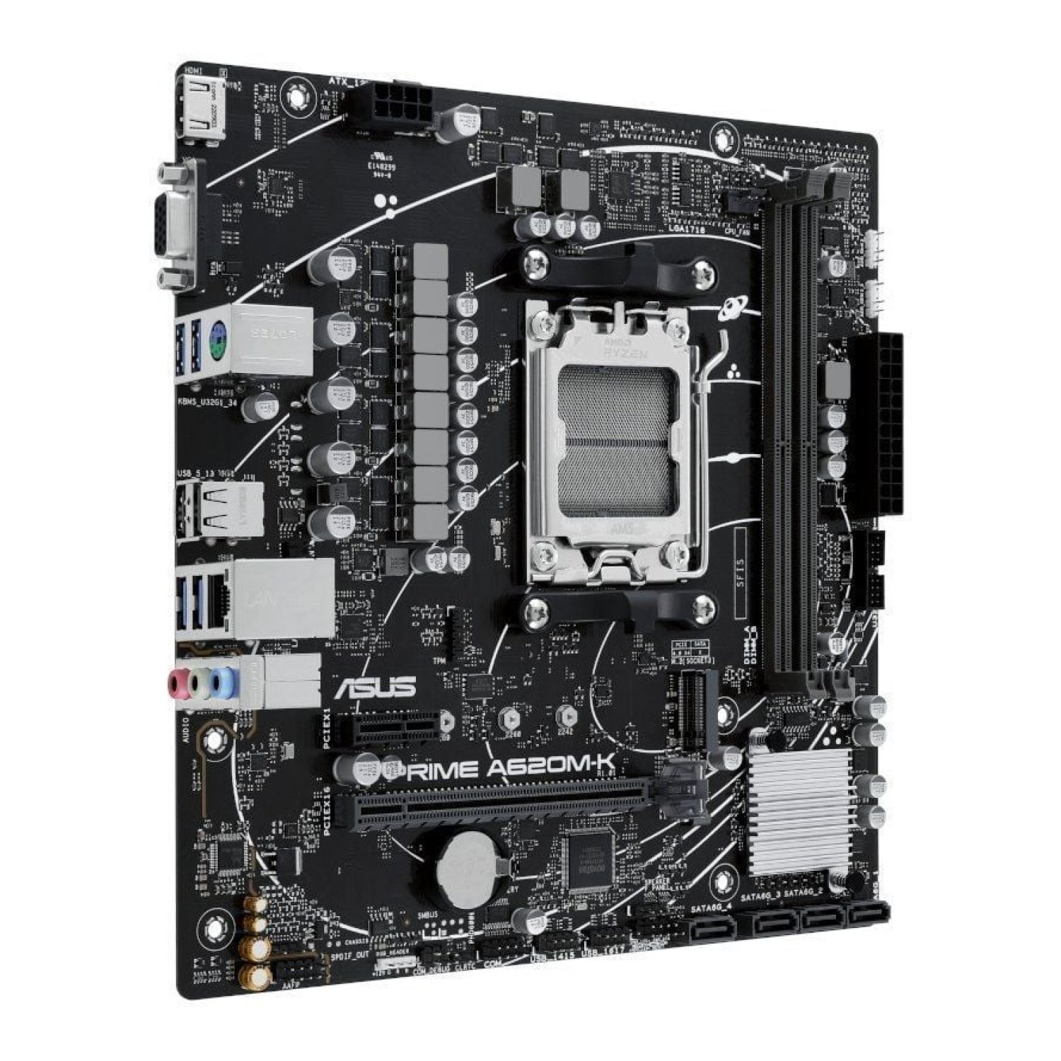 Asus Prime A620M-K · Socket AM5 · Micro ATX · DDR5 · PCIe 4.0