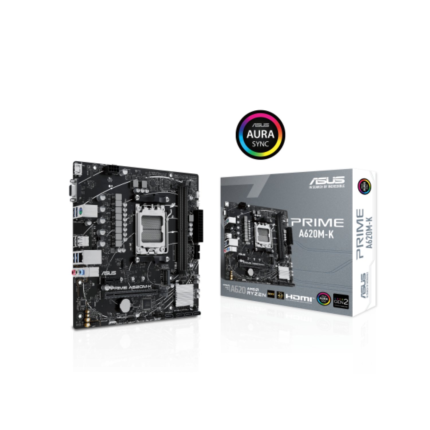 Asus Prime A620M-K · Socket AM5 · Micro ATX · DDR5 · PCIe 4.0