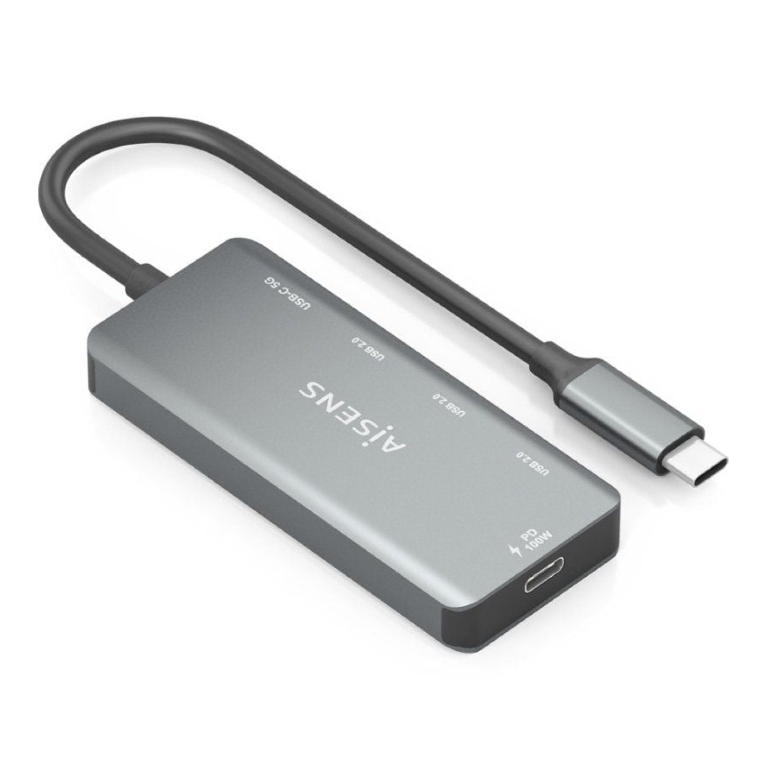 Aisens Hub USB Tipo-C · 3xUSB + 1xUSB-C · Power Delivery · Gris