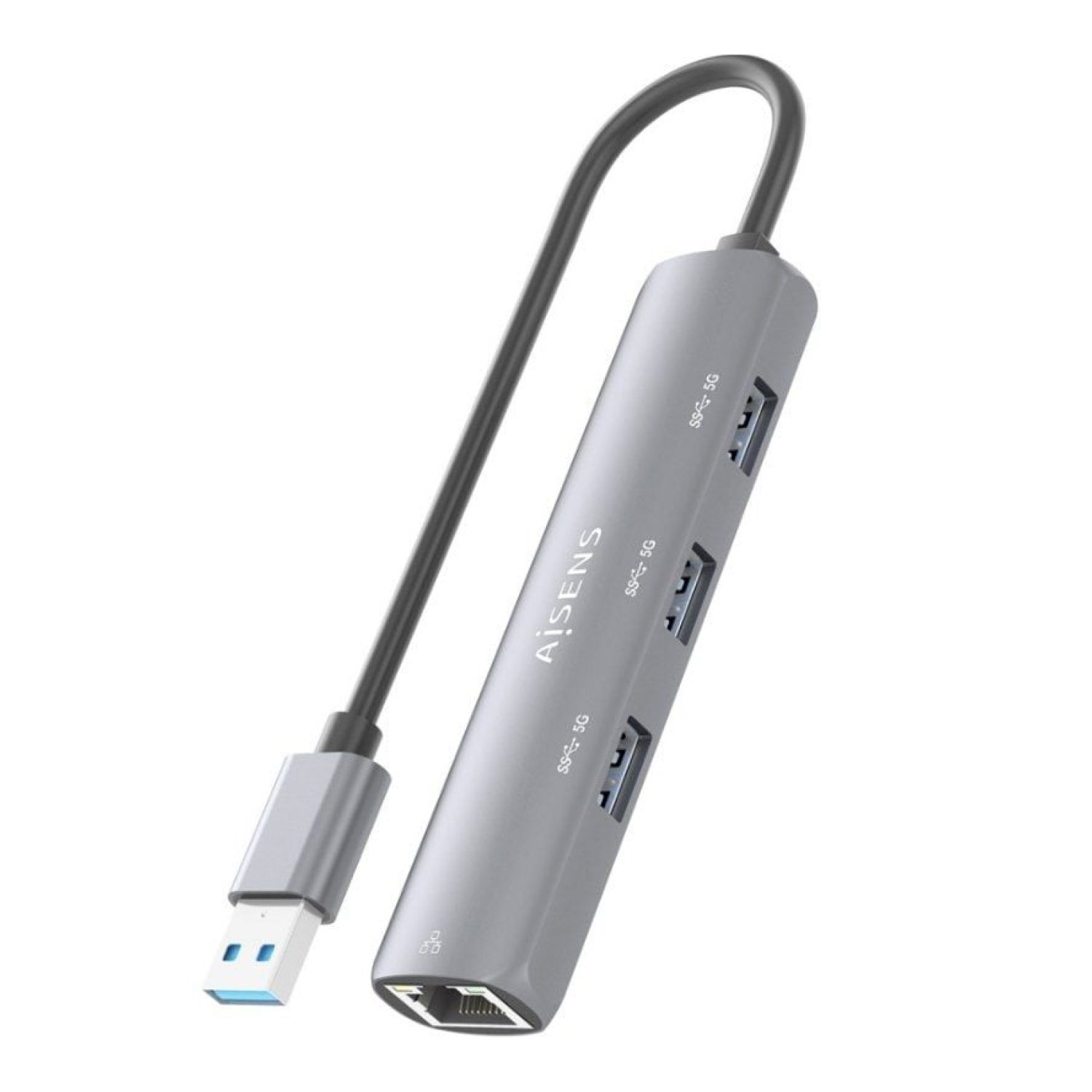 Aisens Hub USB · 3x USB · 1x RJ45 · Gris