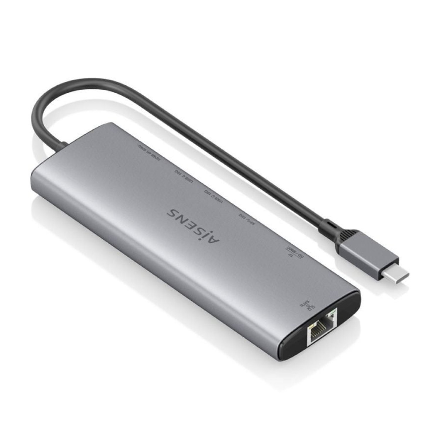 Aisens Docking USB Tipo-C · HDMI 4K · Ethernet · Lector Tarjetas · PD · Gris
