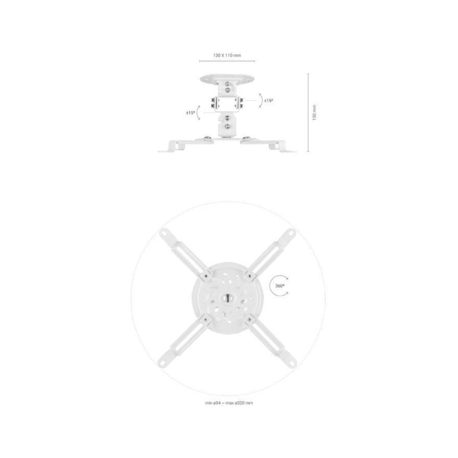 Aisens CP03TSR-129 · Soporte Techo/Pared Proyector · Giratorio e Inclinable · Hasta 13,5kg