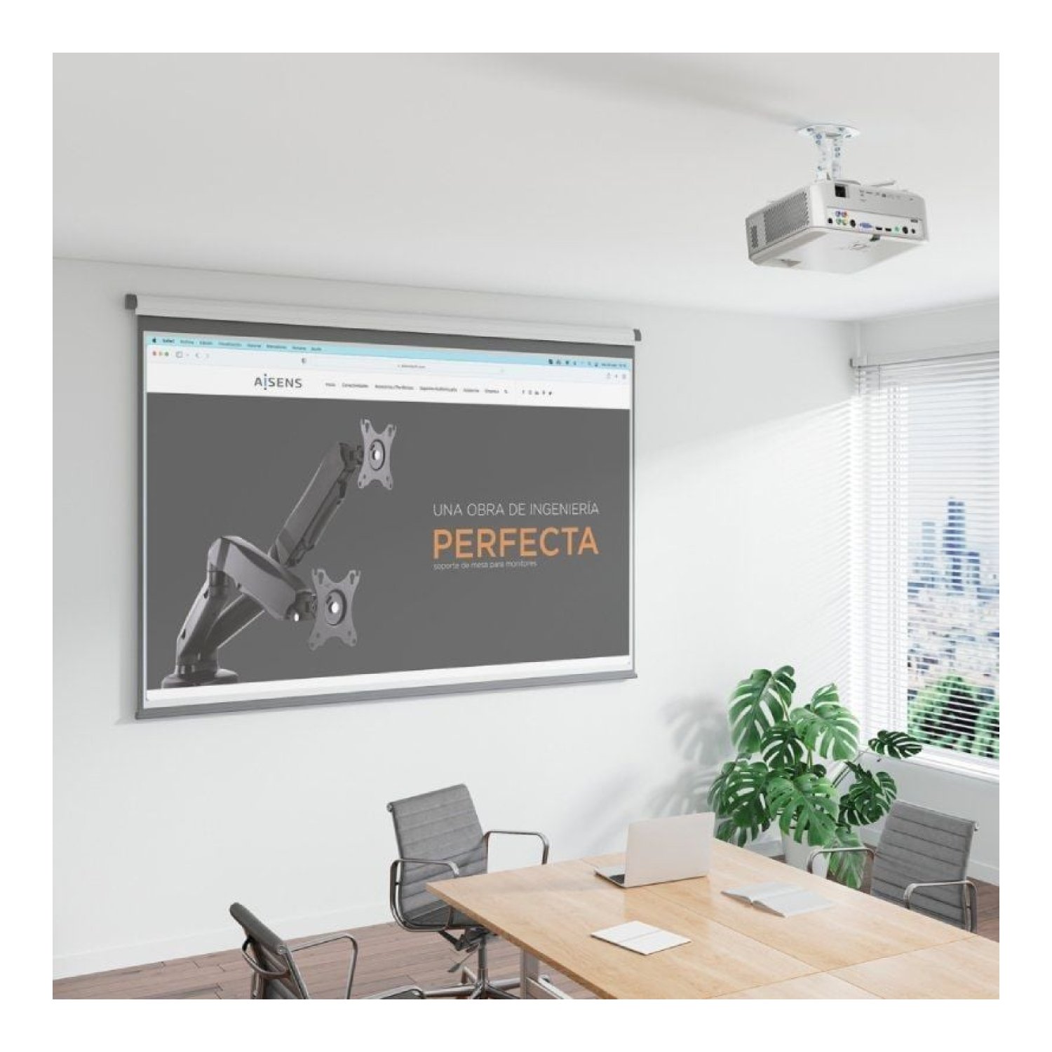 Aisens CP03TSR-129 · Soporte Techo/Pared Proyector · Giratorio e Inclinable · Hasta 13,5kg