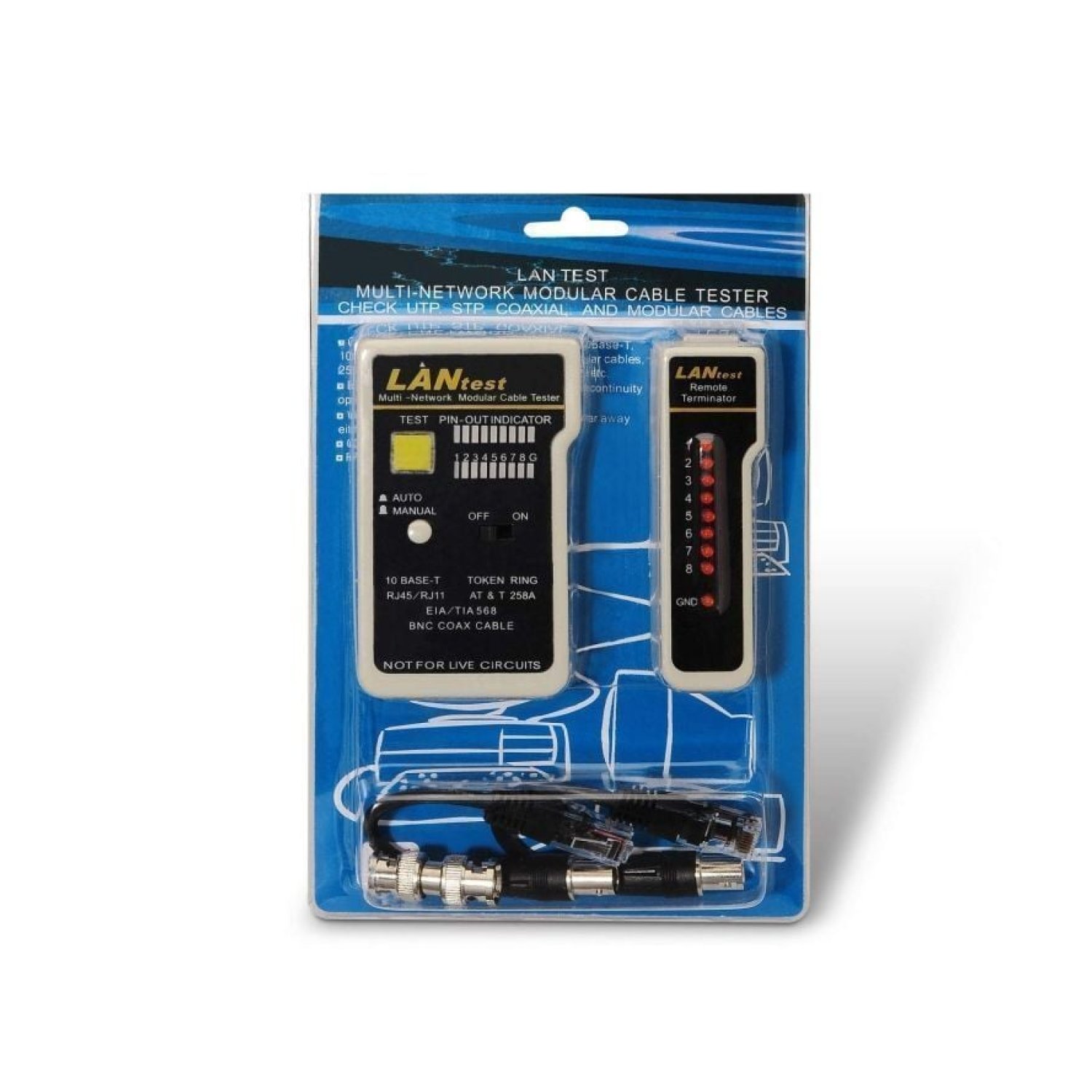 Aisens A142-0314 · Tester de Red · RJ11/RJ12/RJ45 · Coaxial
