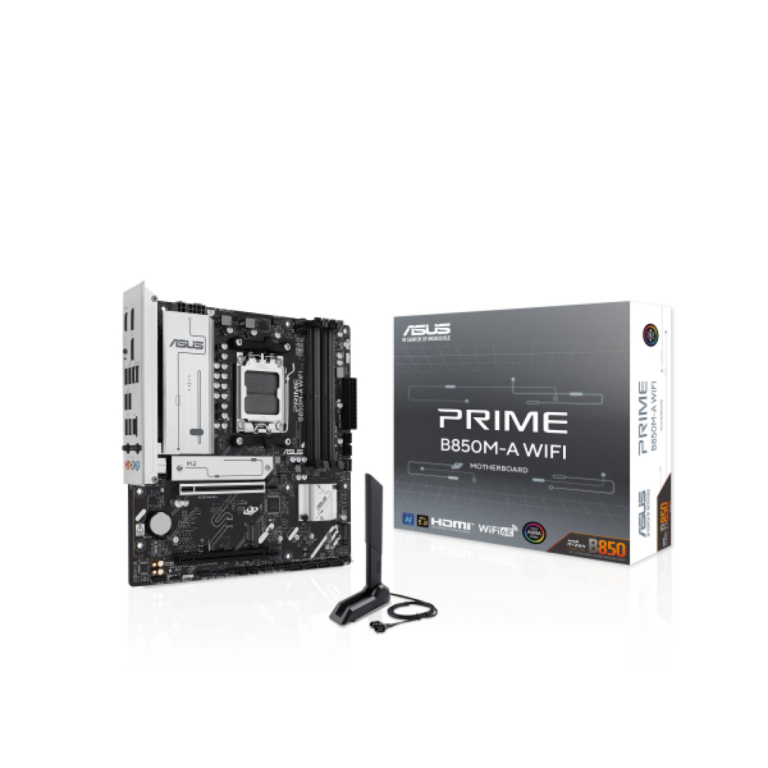 Asus Prime B850M-A WiFi · Socket AM5 · DDR5 · PCIe 5.0 · Micro ATX