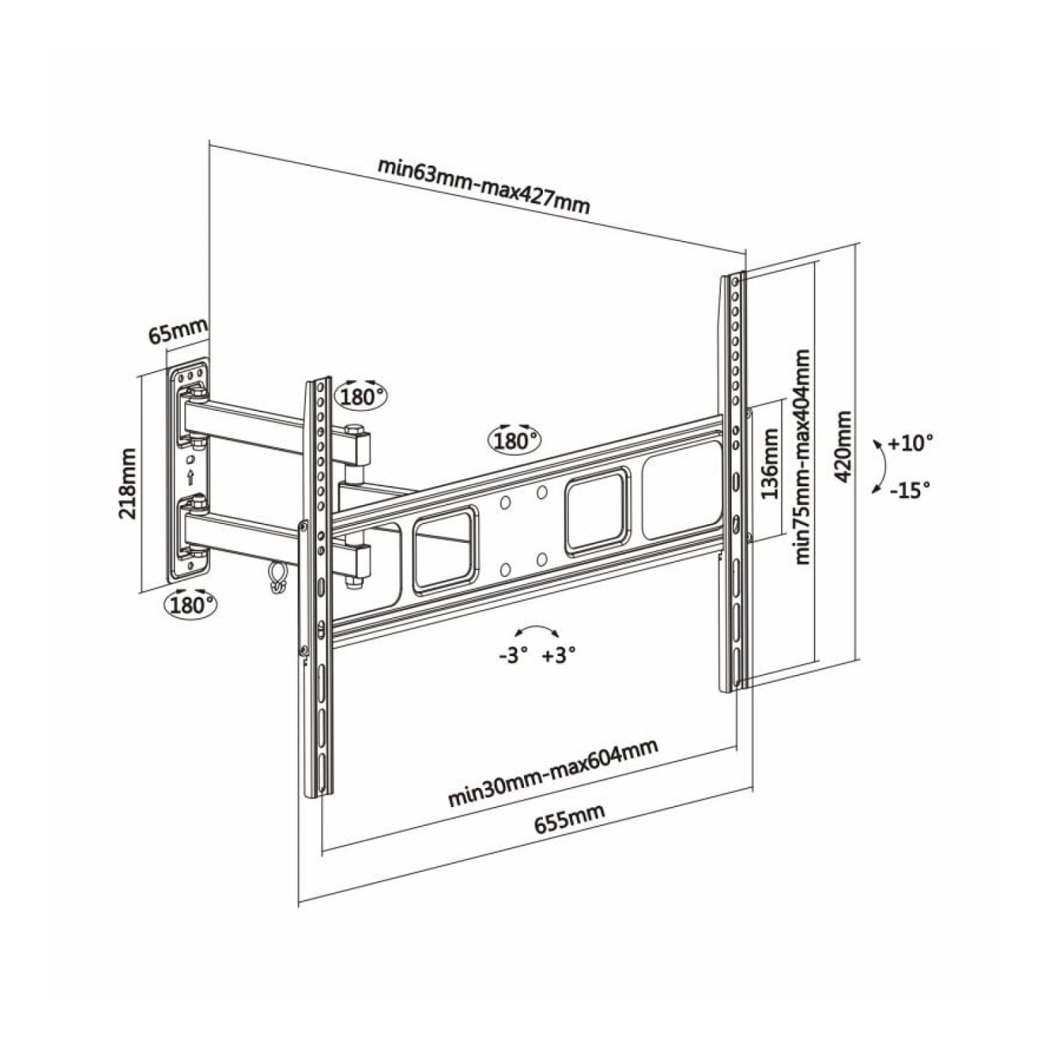 Aisens WT70TSLE · Soporte TV 37-70" · Giratorio, Inclinable, Nivelable · Hasta 35kg