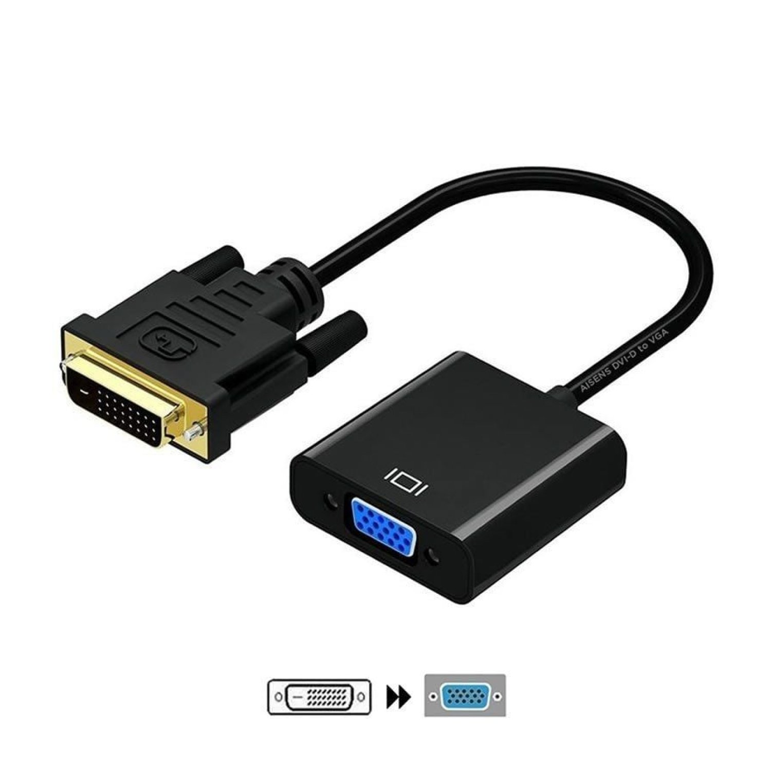 Aisens · Cable Conversor DVI a VGA · 30cm · Negro