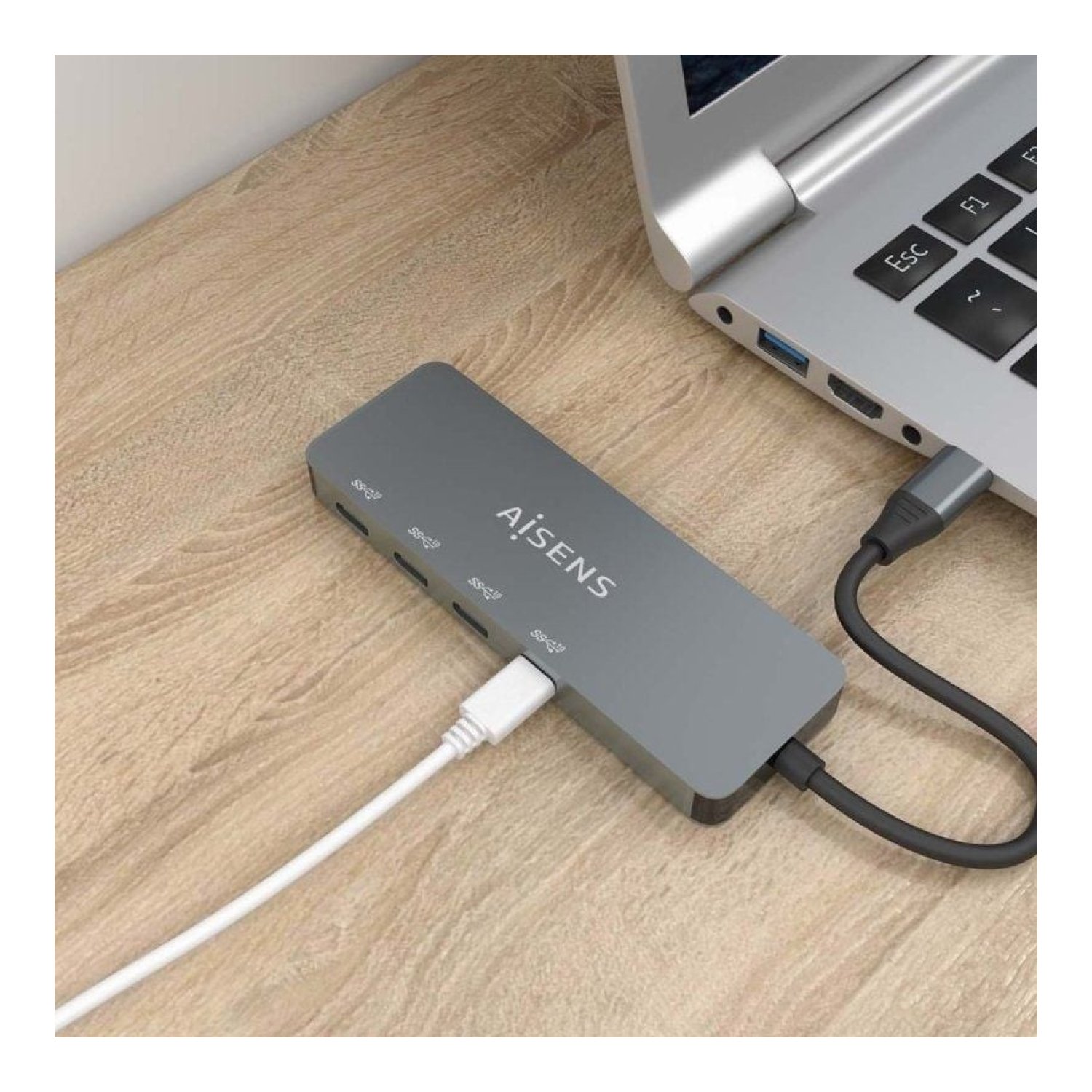 Aisens Hub USB Tipo-C · 4 Puertos Tipo-C · Gris