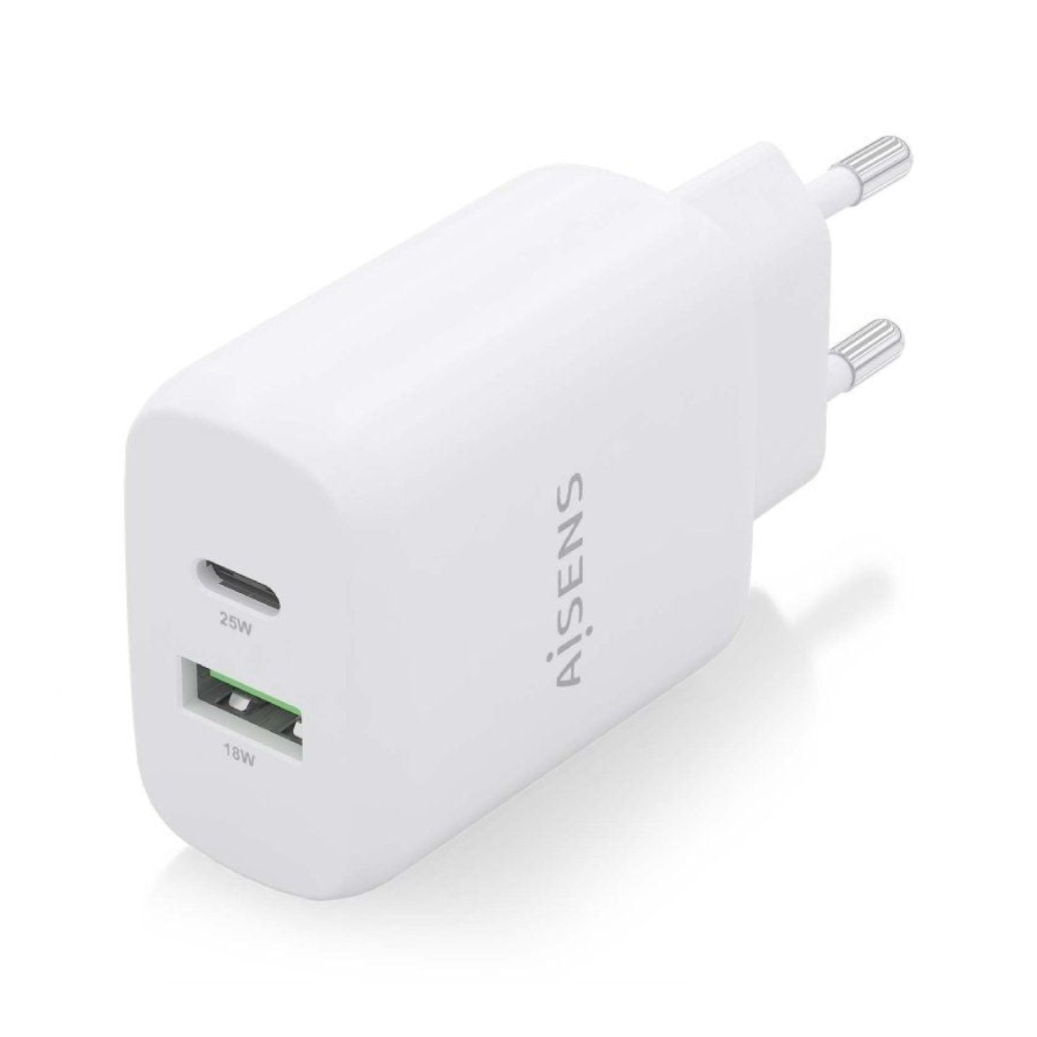 Aisens Cargador de Pared · 25W · 1 USB Tipo-C · 1 USB