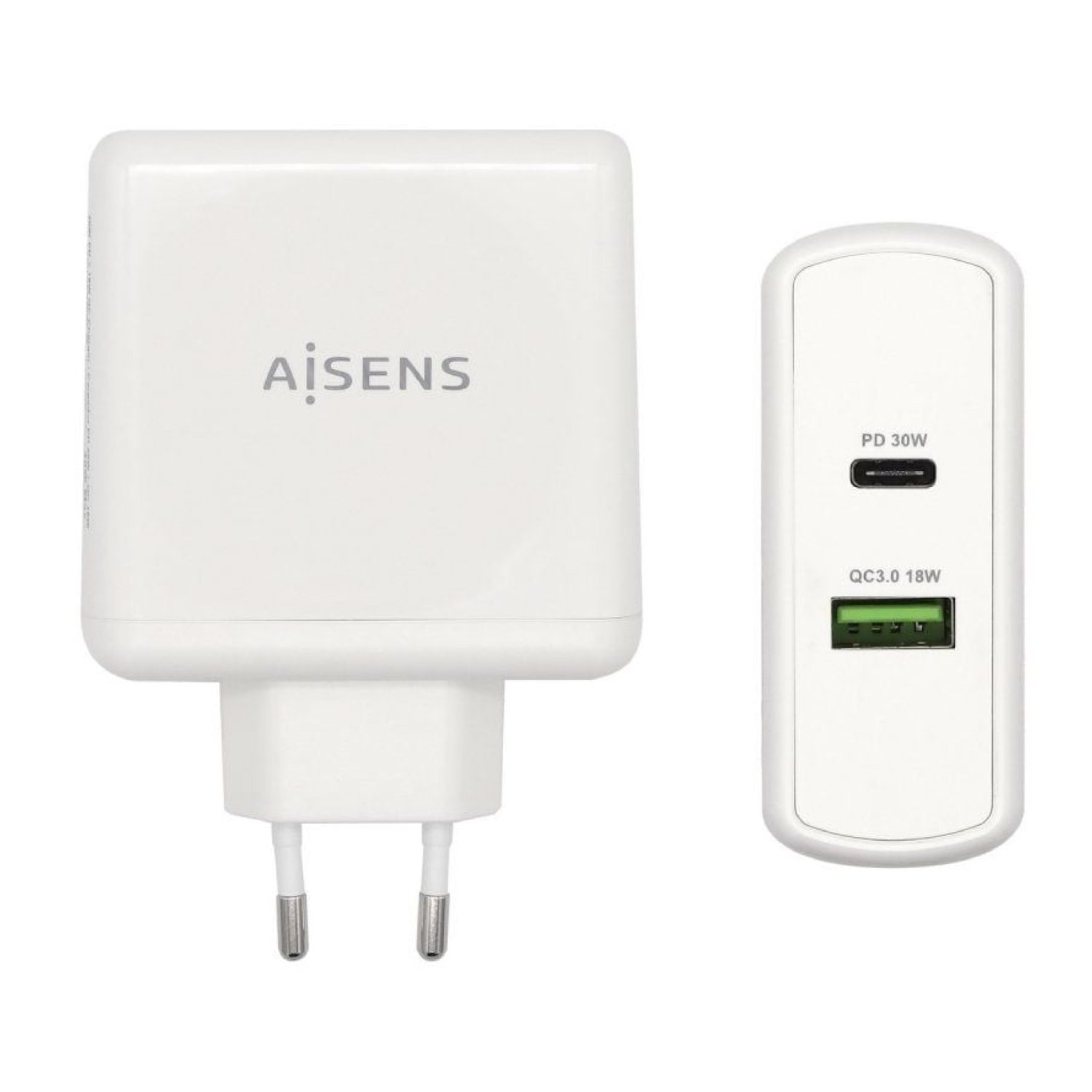Aisens · Cargador de Pared · 48W · USB-C + USB · Carga Rápida