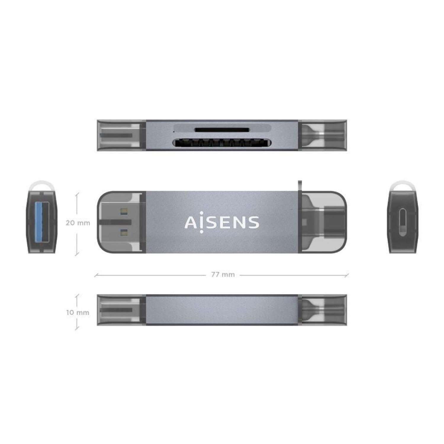 Aisens · Lector de Tarjetas Externo · USB 3.1 · Múltiples Formatos