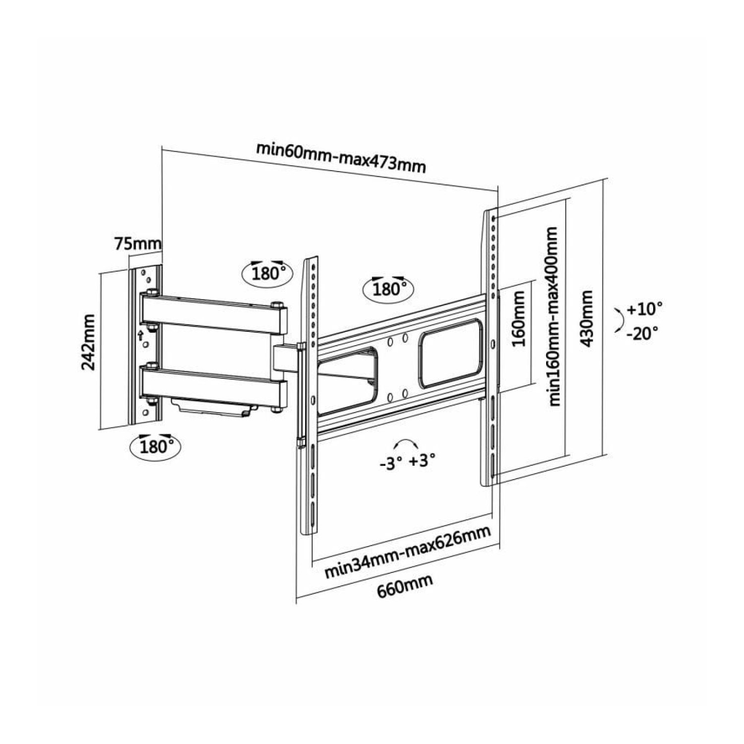 Aisens WT70TSLE · Soporte TV 37-70" · Giratorio Inclinable Nivelable · Hasta 50kg
