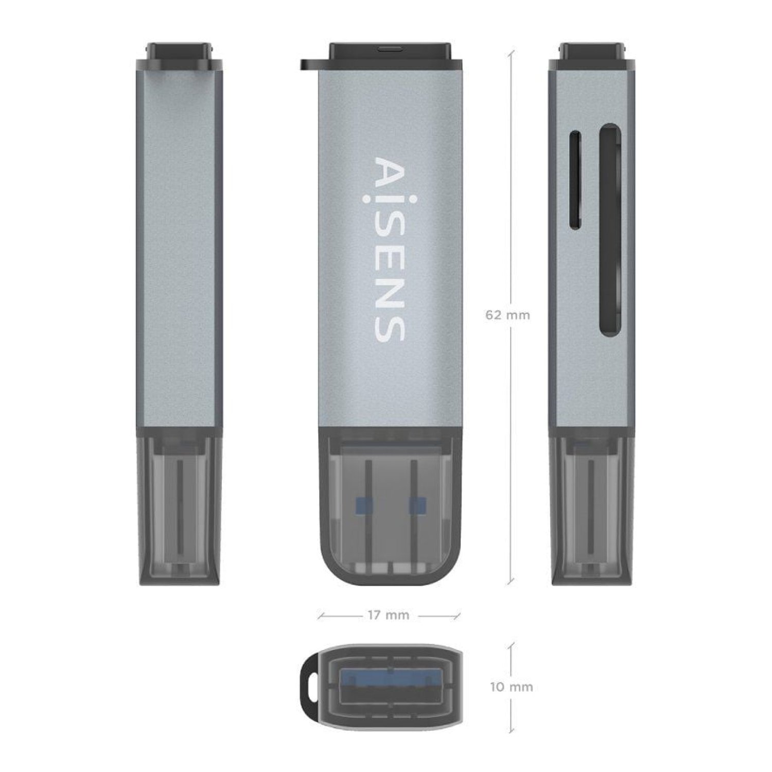 Aisens · Lector de Tarjetas Externo · USB 3.1 · Multi-formato