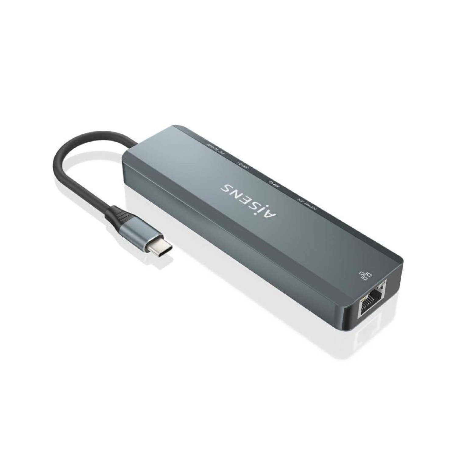 Aisens Docking USB Type-C · HDMI 4K · 2 USB · RJ45 · PD · Gris