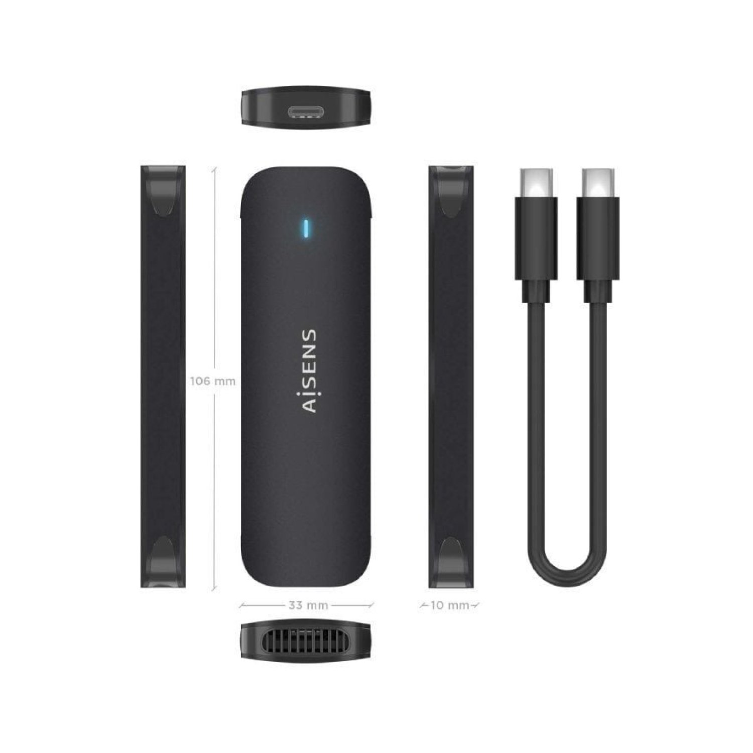 Aisens ASM2-024B · Caja Externa M.2 NVMe · USB 3.2 · Sin tornillos