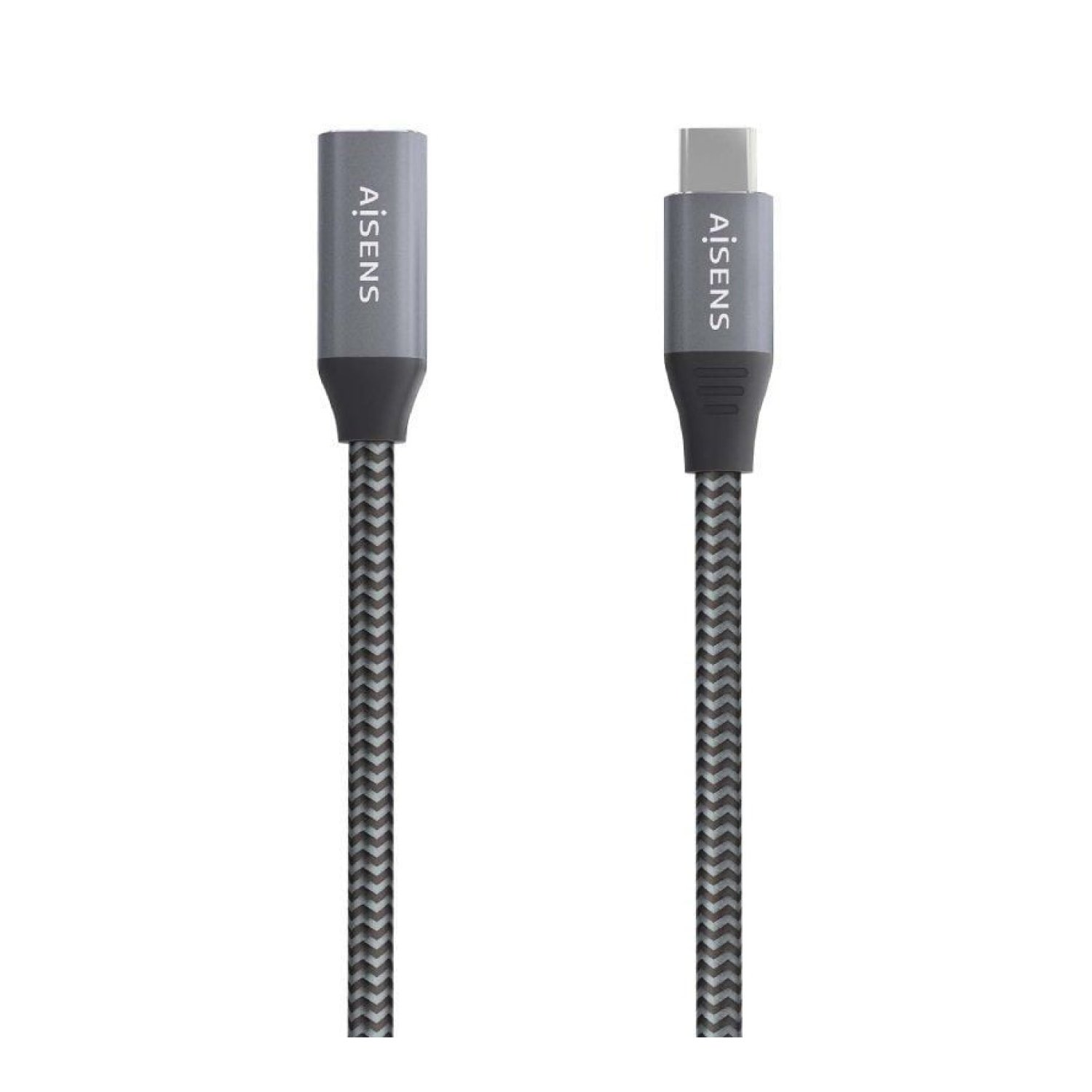 Cable Alargador USB 3.2 Aisens A107-0636/ USB Tipo-C Macho - USB Tipo-C Hembra/ Hasta 100W/ 20Gbps/ 2m/ Gris
