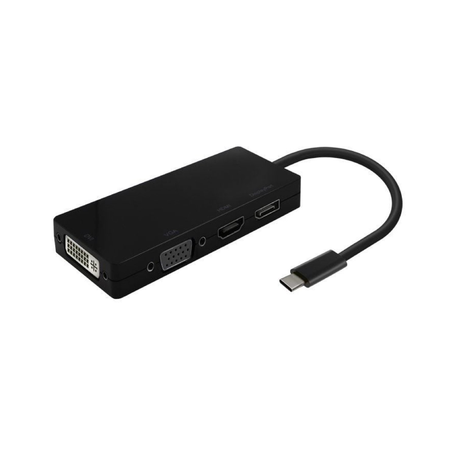 Aisens Conversor USB-C · HDMI + VGA + DVI + DisplayPort · 15cm · Negro