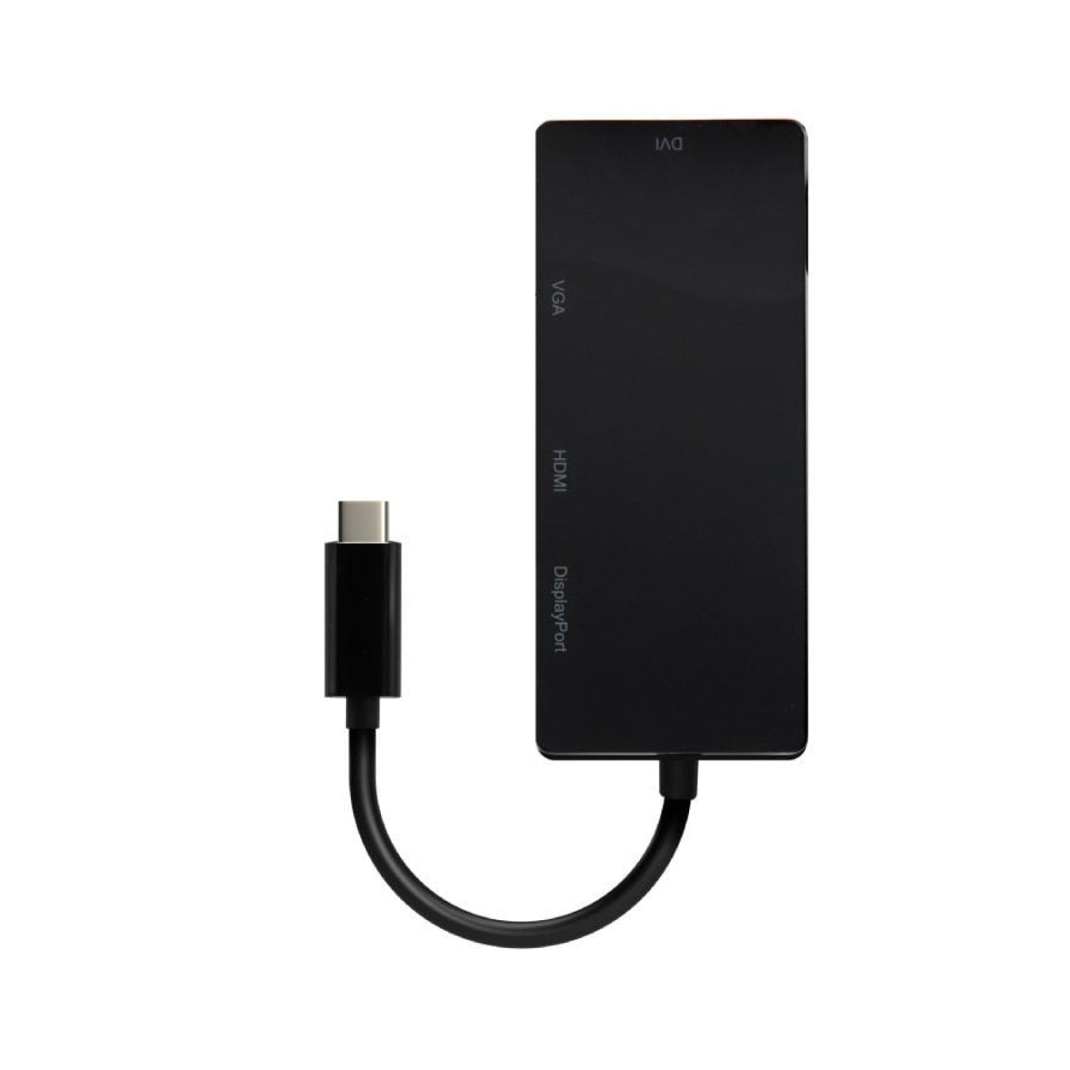 Aisens Conversor USB-C · HDMI + VGA + DVI + DisplayPort · 15cm · Negro
