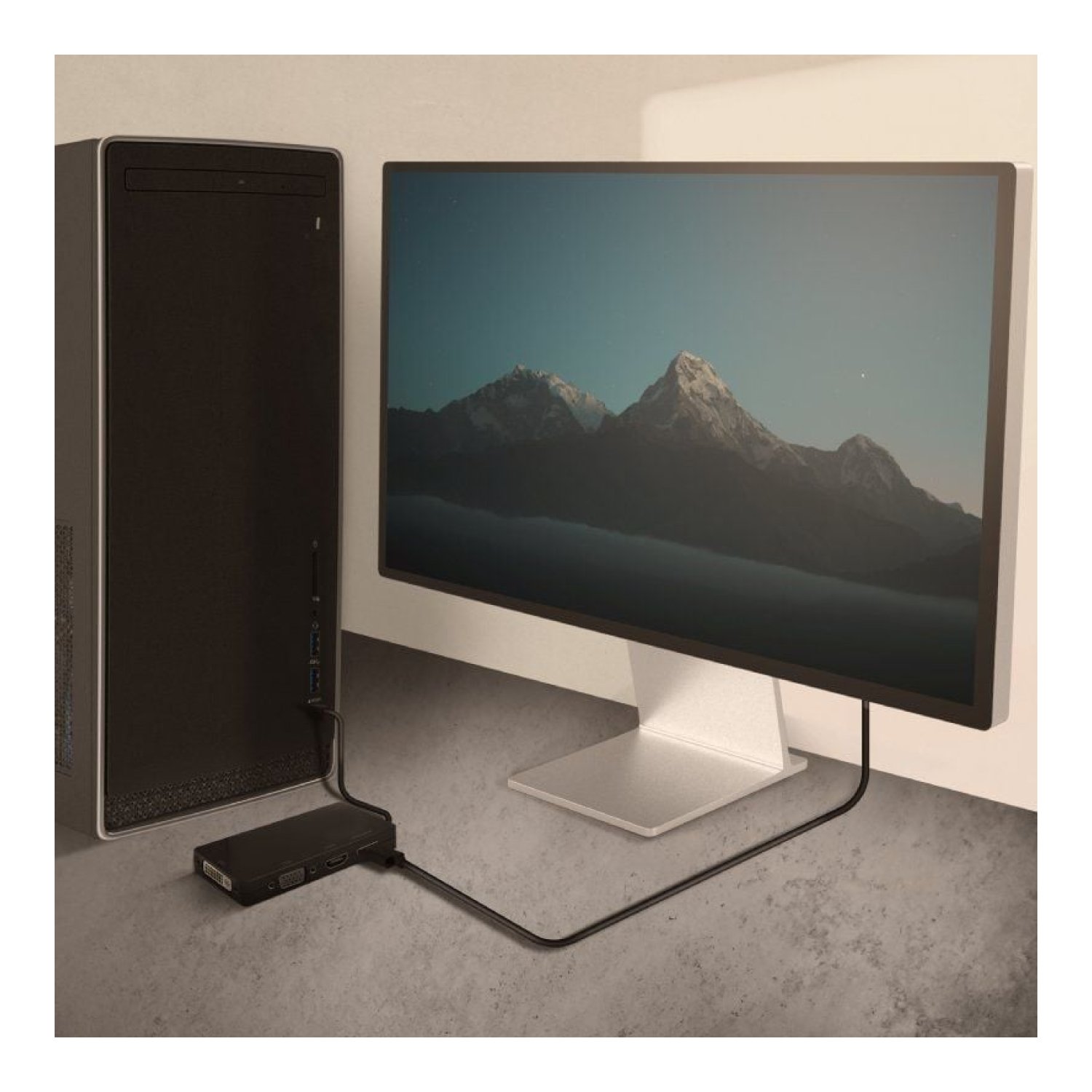 Aisens Conversor USB-C · HDMI + VGA + DVI + DisplayPort · 15cm · Negro