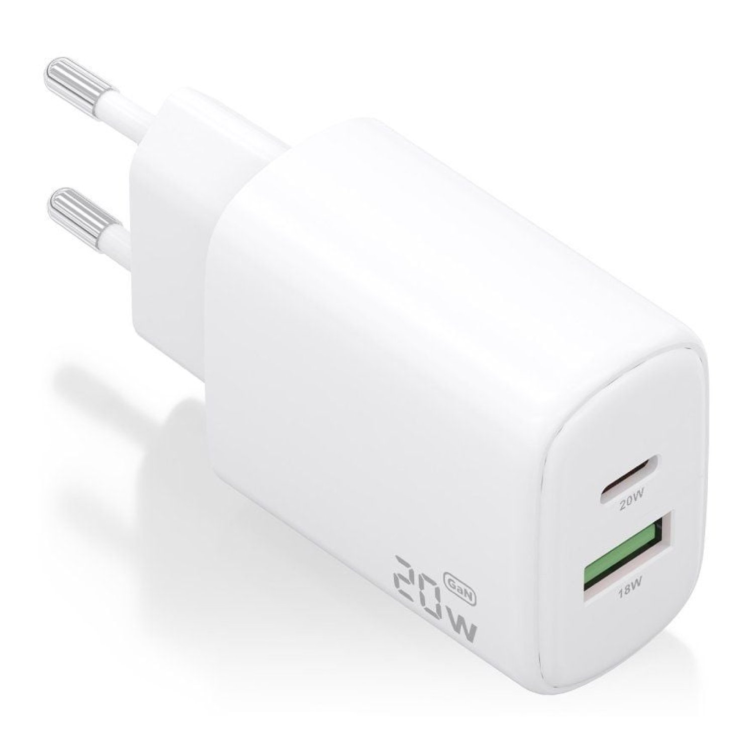 Aisens · Cargador GaN 20W · USB-C + USB · Blanco