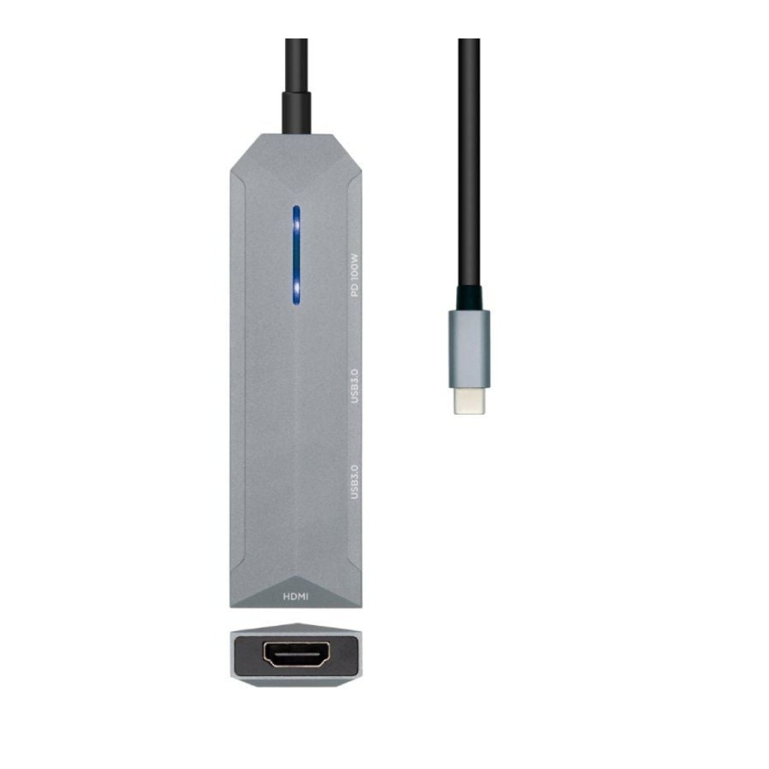 Aisens Docking USB-C · HDMI 4K · 2xUSB · PD · Gris
