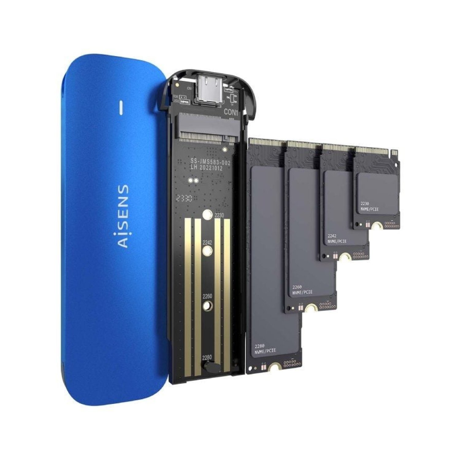 Aisens ASM2-026BLU · Caja Externa SSD M.2 NVMe · USB 3.2 · Sin tornillos