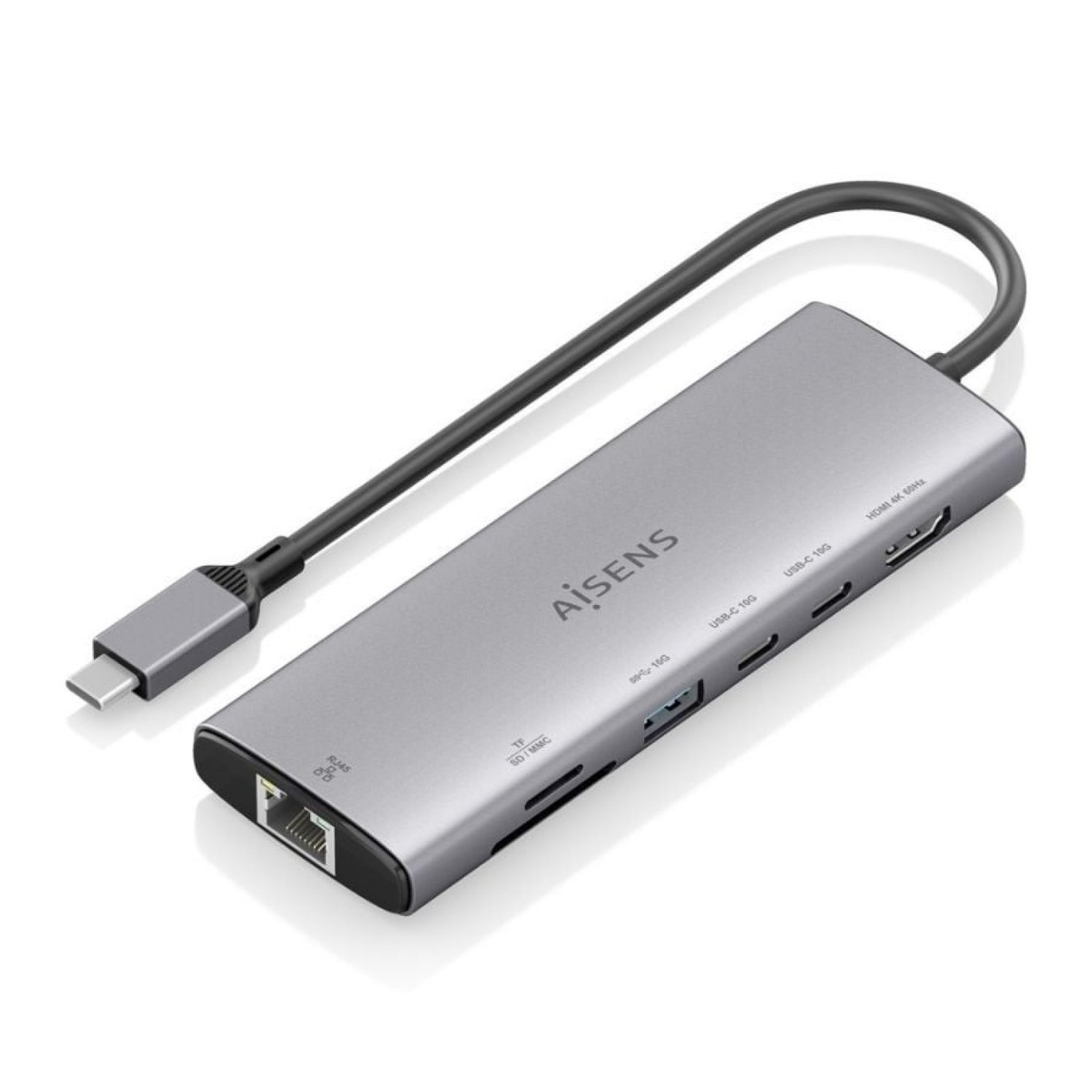 Aisens Docking USB Tipo-C · HDMI 4K · 2x USB-C · RJ45 · Lector Tarjetas