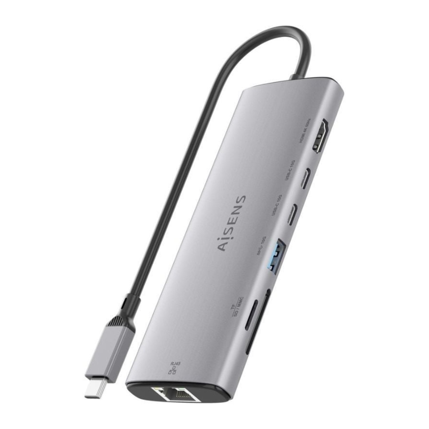 Aisens Docking USB Tipo-C · HDMI 4K · 2x USB-C · RJ45 · Lector Tarjetas