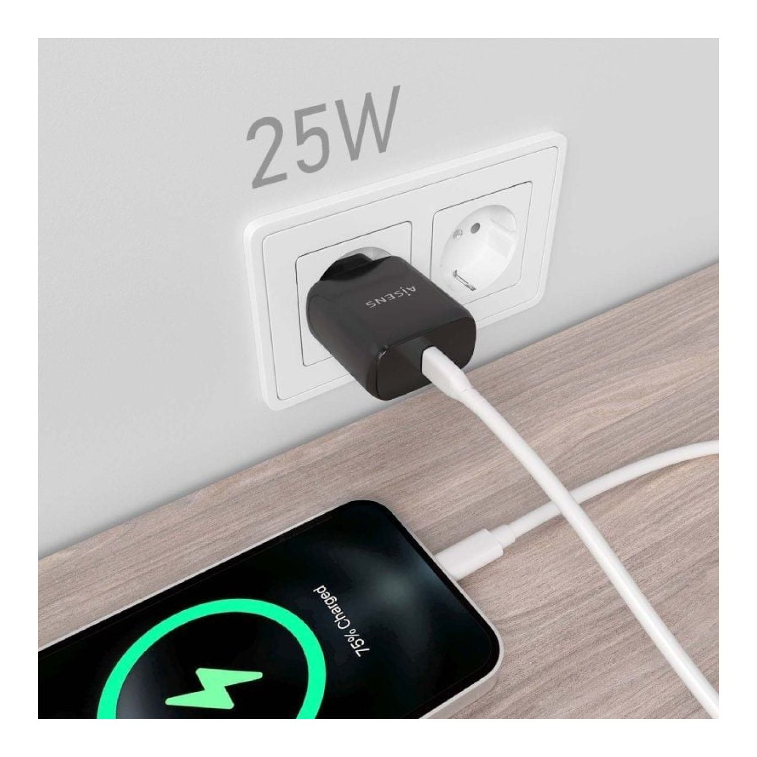 Aisens Cargador de Pared · 1x USB Tipo-C · 25W