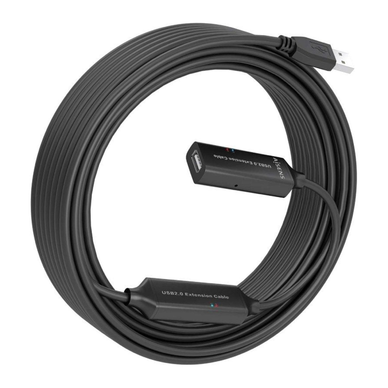 Aisens Cable Alargador USB 2.0 · USB A Macho-Hembra · 15m · Negro
