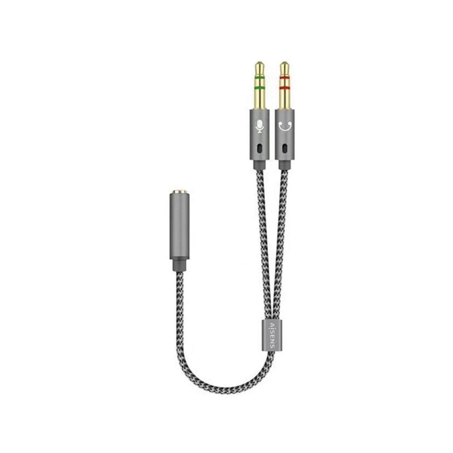 Aisens · Cable Estéreo Jack 3.5 · Hembra a 2x Macho · 25cm · Gris