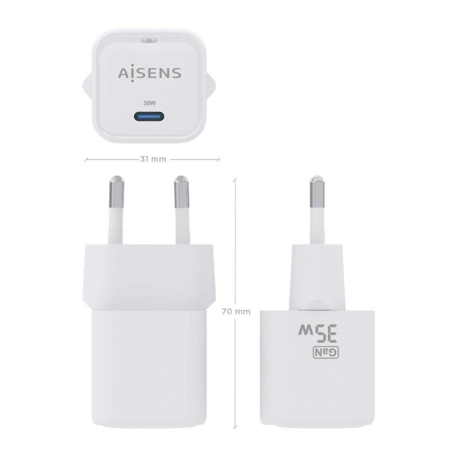 Aisens · Cargador de Pared GaN · 35W · 1x USB-C