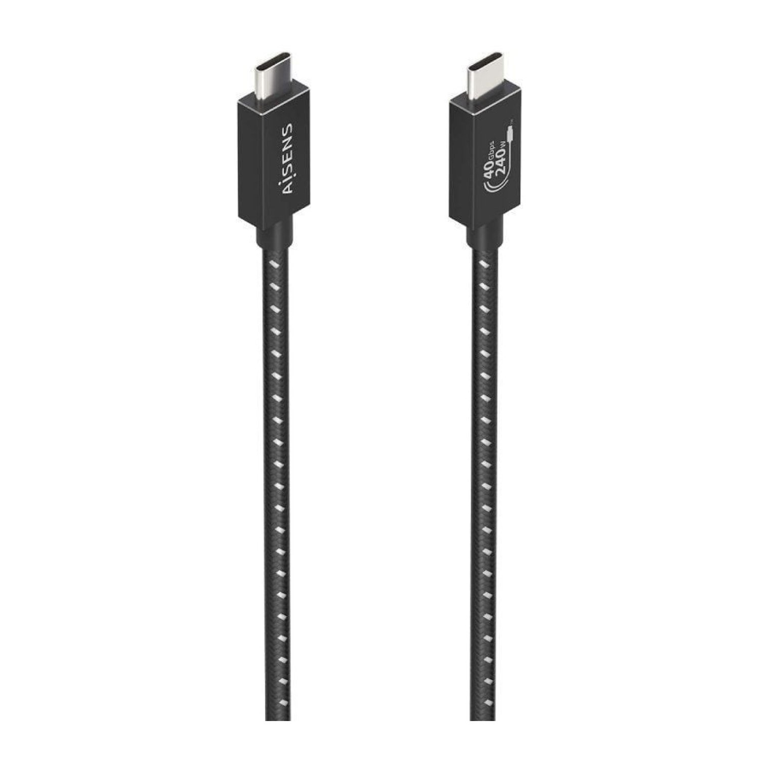 Cable USB 4.0 Tipo-C Aisens A156-0866/ USB Tipo-C Macho - USB Tipo-C Macho/ Hasta 240W/ 40Gbps/ 50cm/ Gris