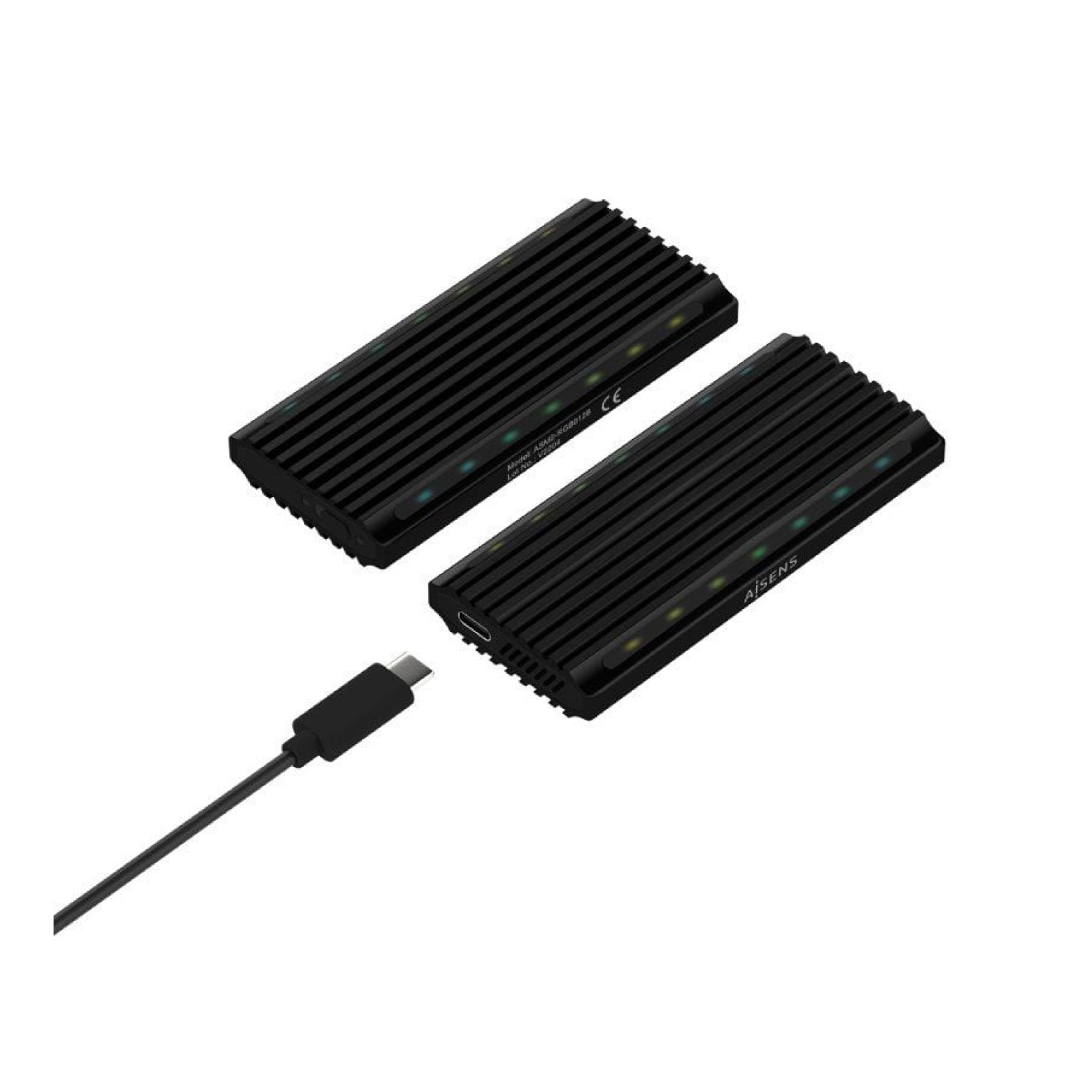Aisens · Caja Externa SSD M.2 · USB 3.2 · SATA/NVMe · Sin Tornillos · RGB