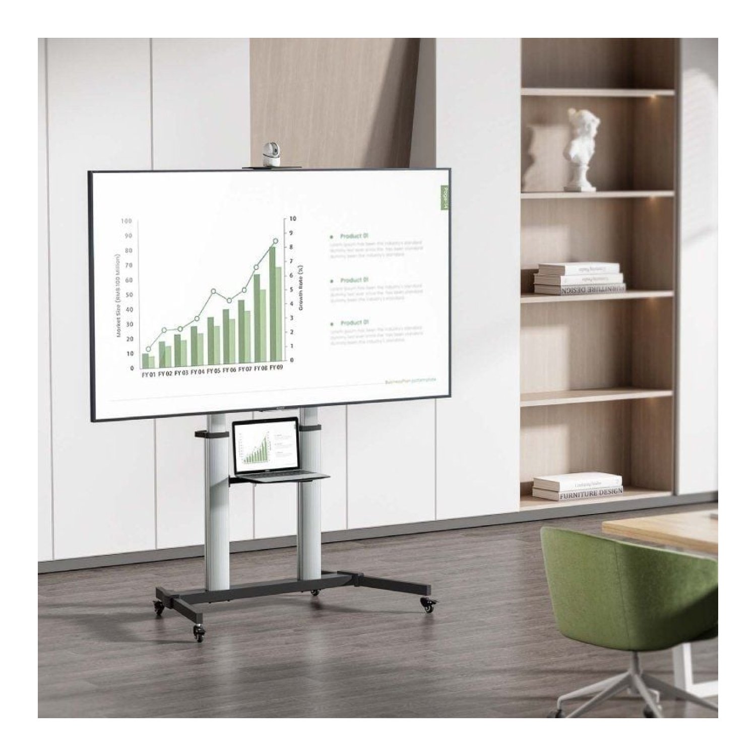 Aisens FT100TE · Soporte de Suelo con Ruedas · 60-100" · Hasta 100kg