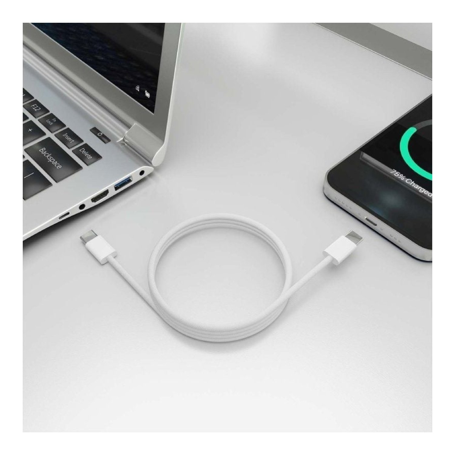 Aisens Cable USB 2.0 Tipo-C · 2m · 60W · 480Mbps · Blanco
