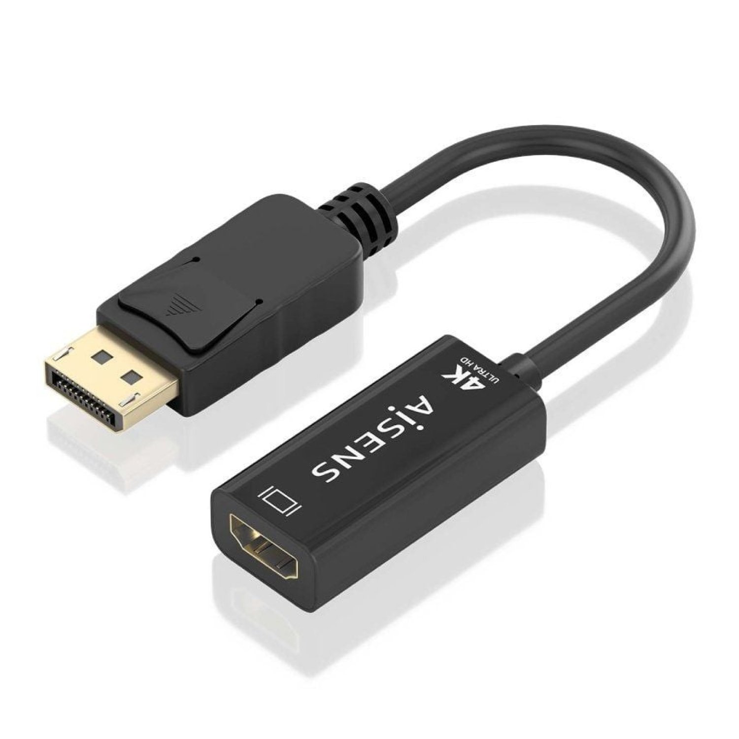 Aisens · Adaptador DisplayPort a HDMI · 15cm · Negro
