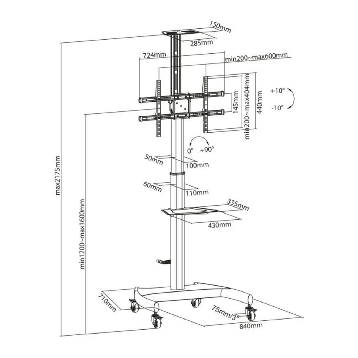 Aisens FT70TE-169 · Soporte TV 37-70" · Giratorio e Inclinable · Hasta 50kg
