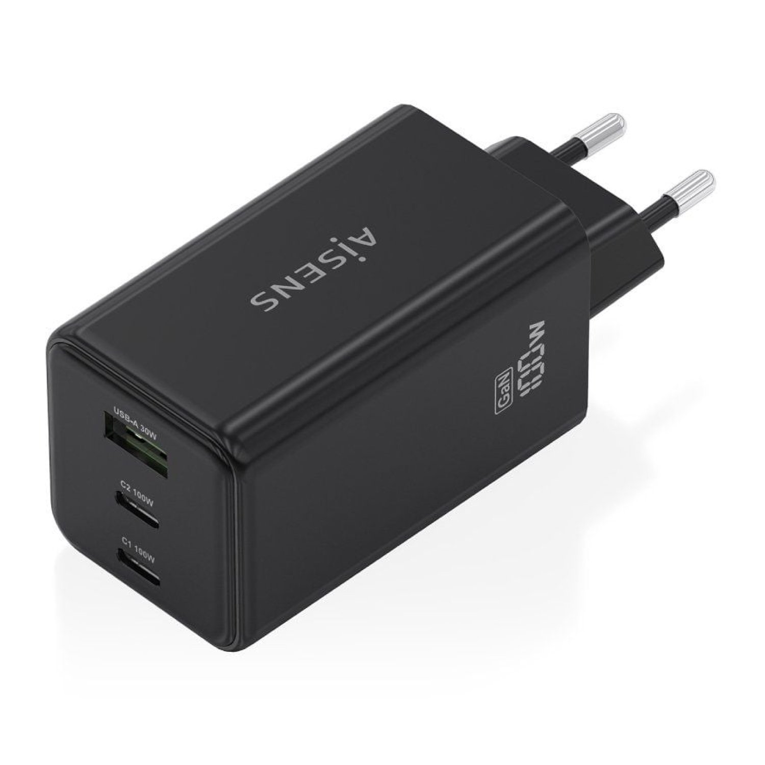 Cargador de Pared GaN Aisens ASCH-100W3P052-BK/ 2xUSB Tipo-C/ 1xUSB/ 100W