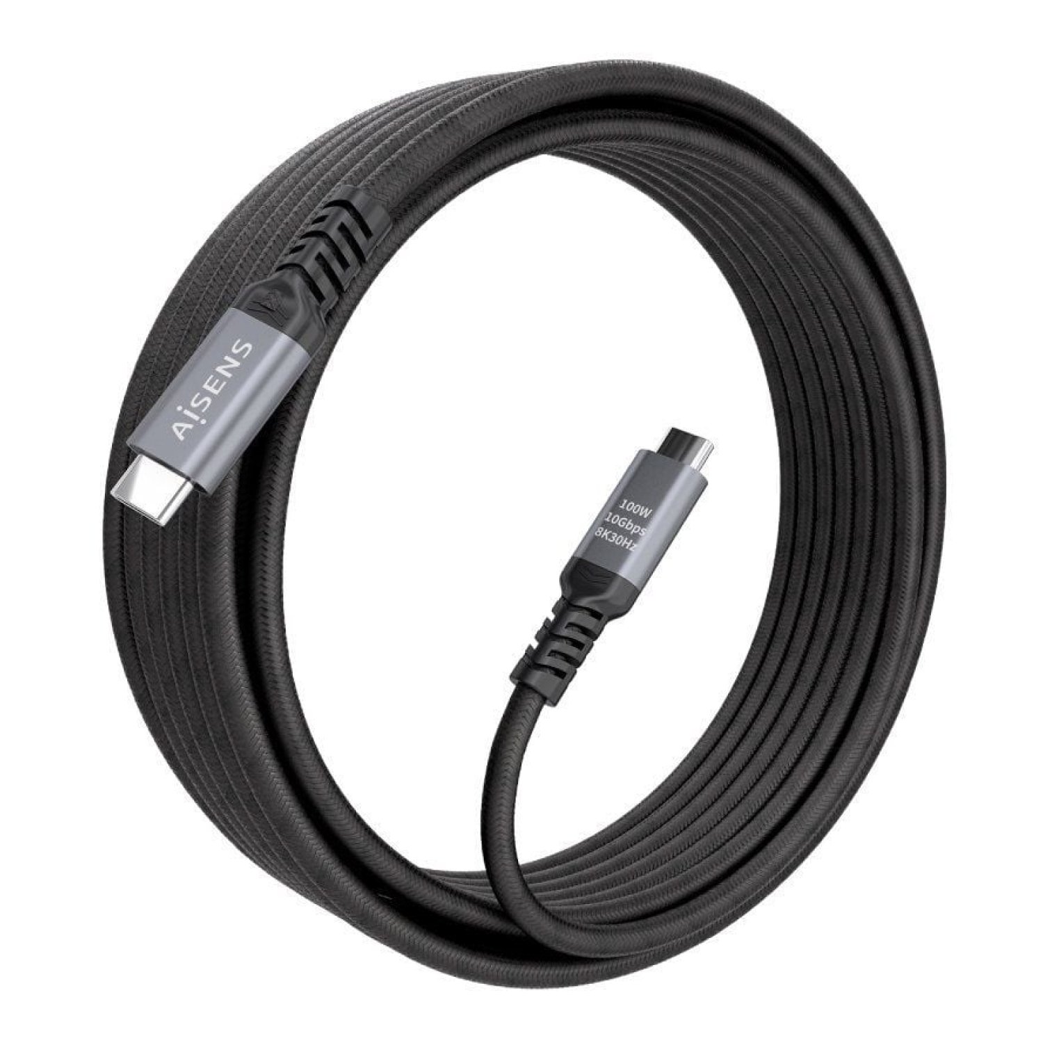 Aisens Cable USB-C 3.2 · 5m · 100W · 10Gbps · Negro