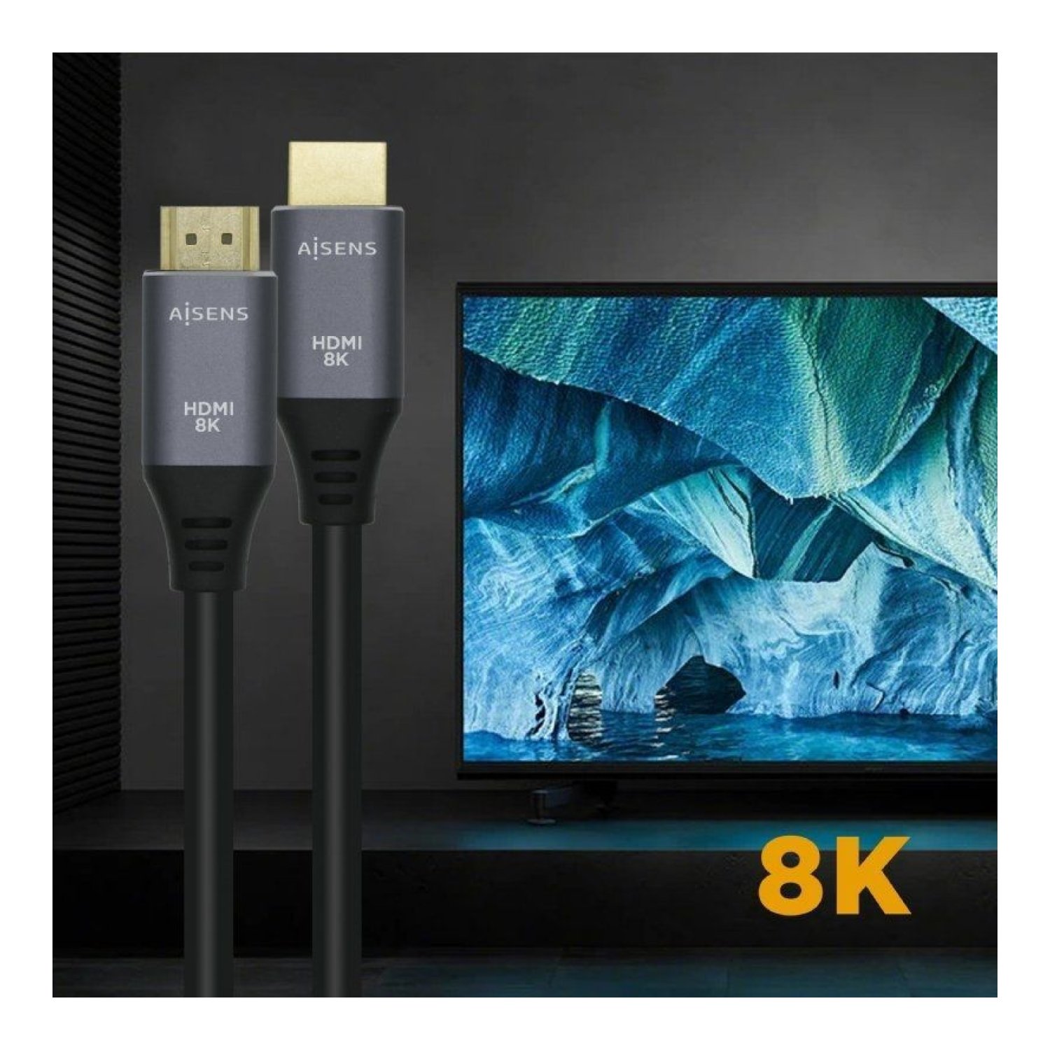 Aisens Cable HDMI 2.1 8K · 1m · Macho a Macho · Gris Negro