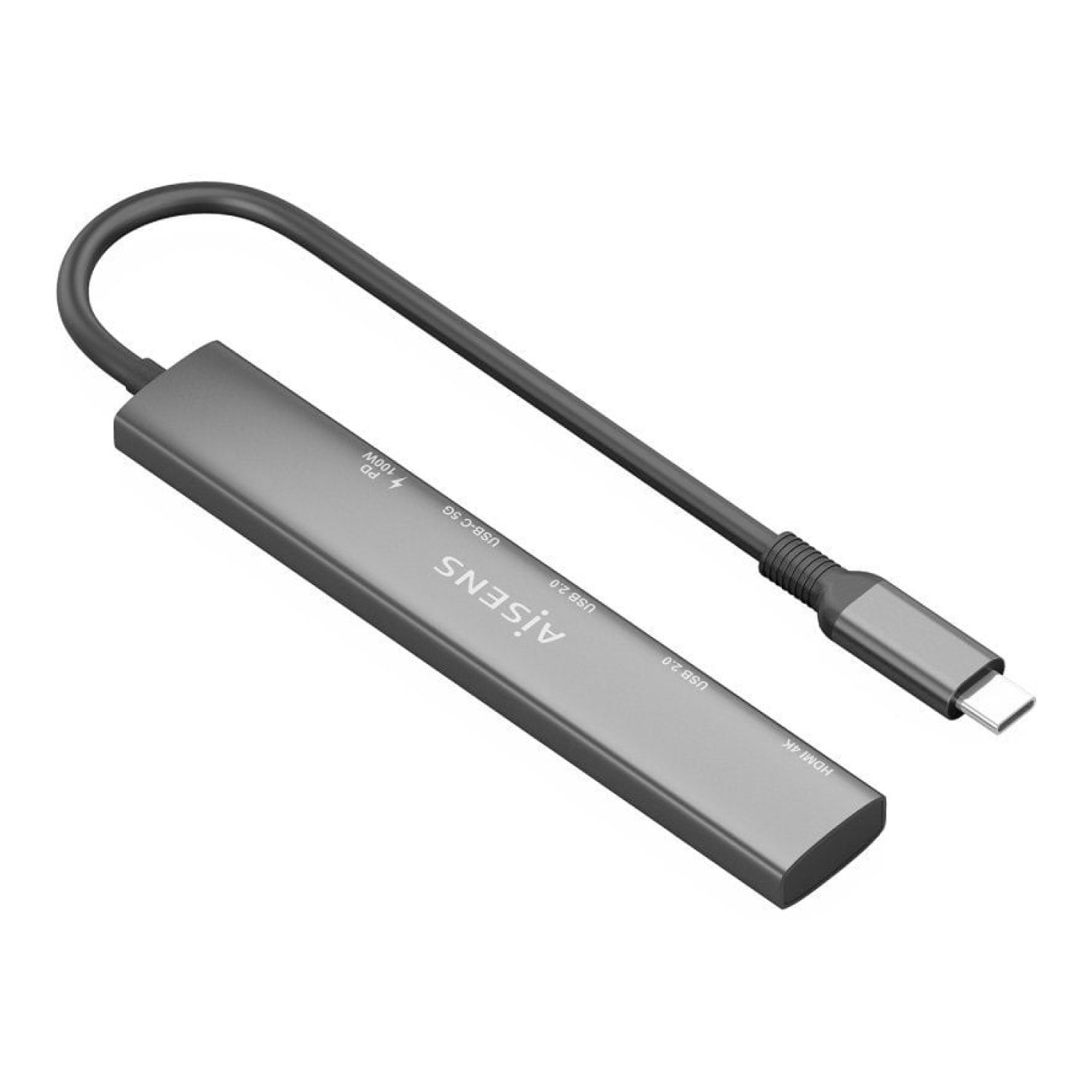 Aisens Docking USB Tipo-C · HDMI 4K · 2xUSB · USB-C PD · Gris