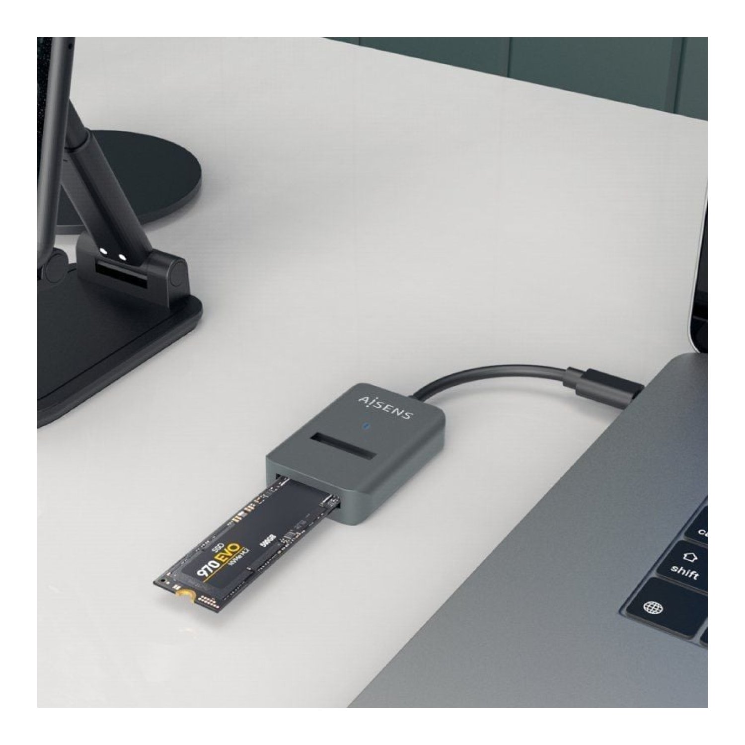 Aisens Dock USB Tipo-C · SSD M.2 SATA/NVMe · Gris