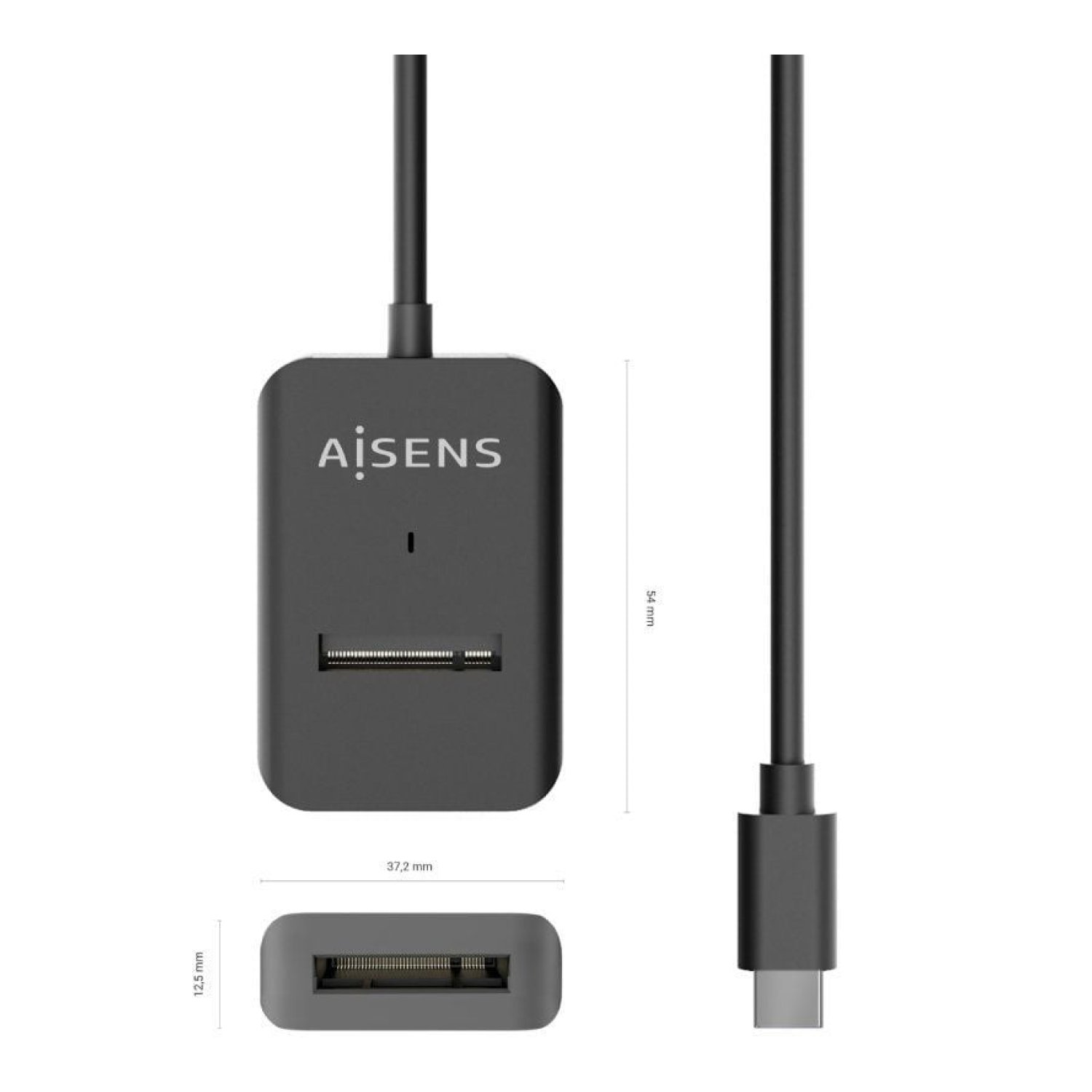 Aisens · Dock USB Tipo-C · SSD M.2 SATA/NVMe · Negro