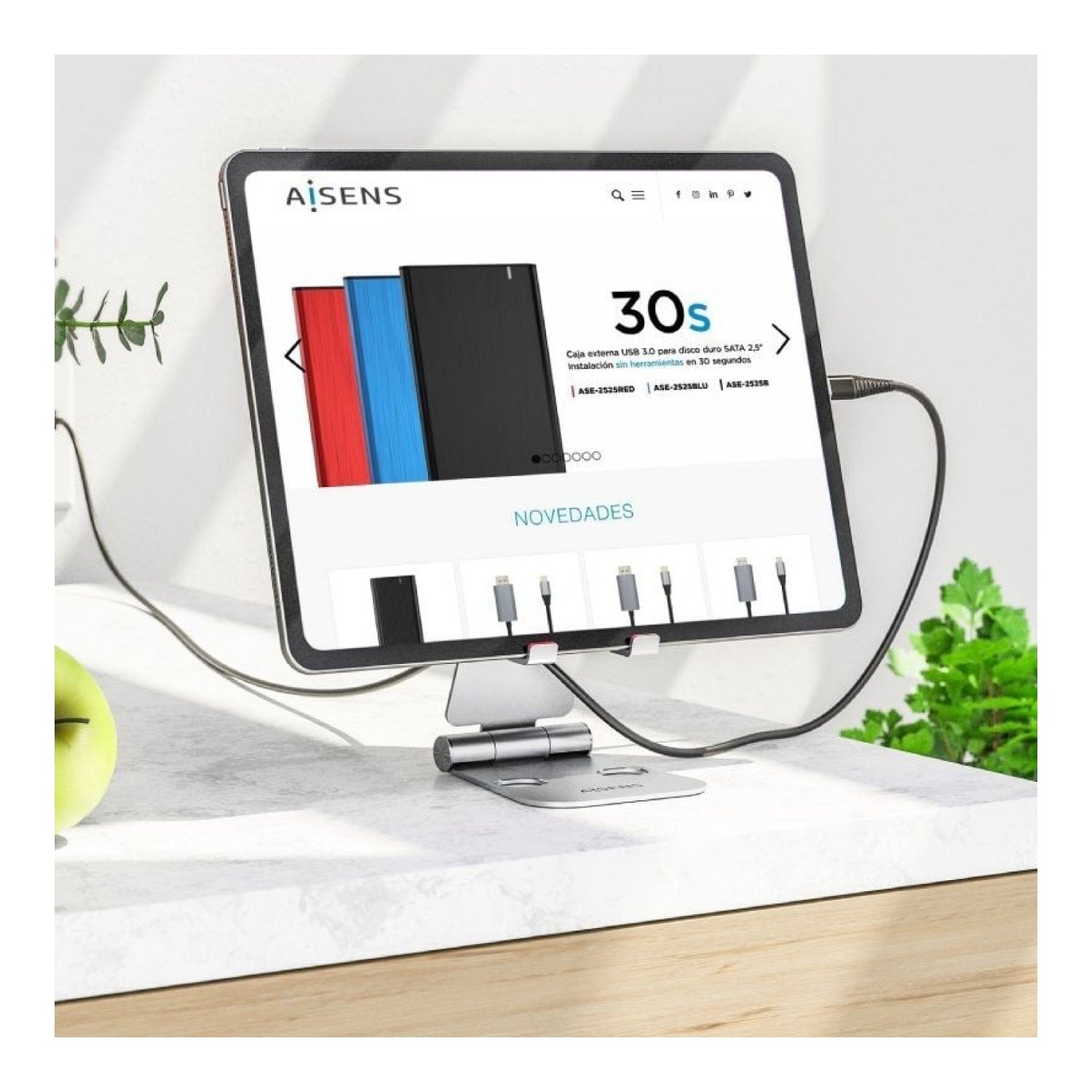 Aisens · Soporte Smartphone/Tablet · Plata